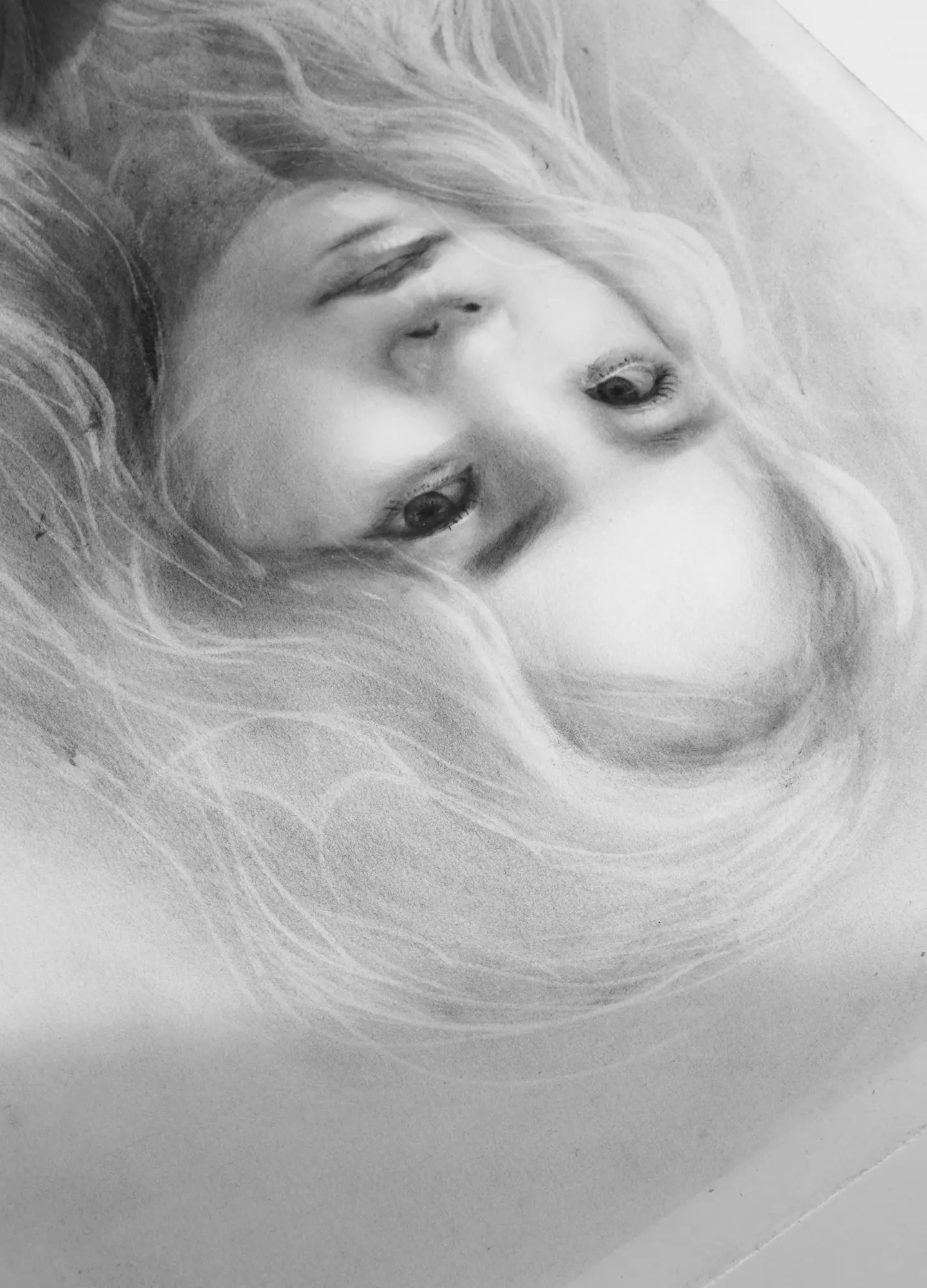 Original B&W charcoal girl portrait