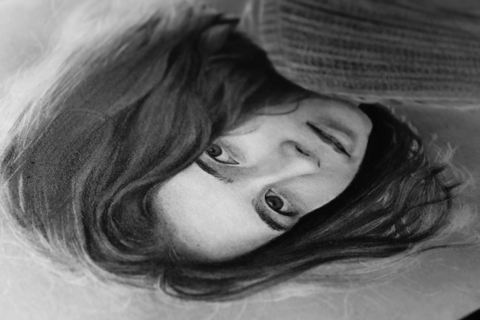 Original B&W charcoal girl portrait