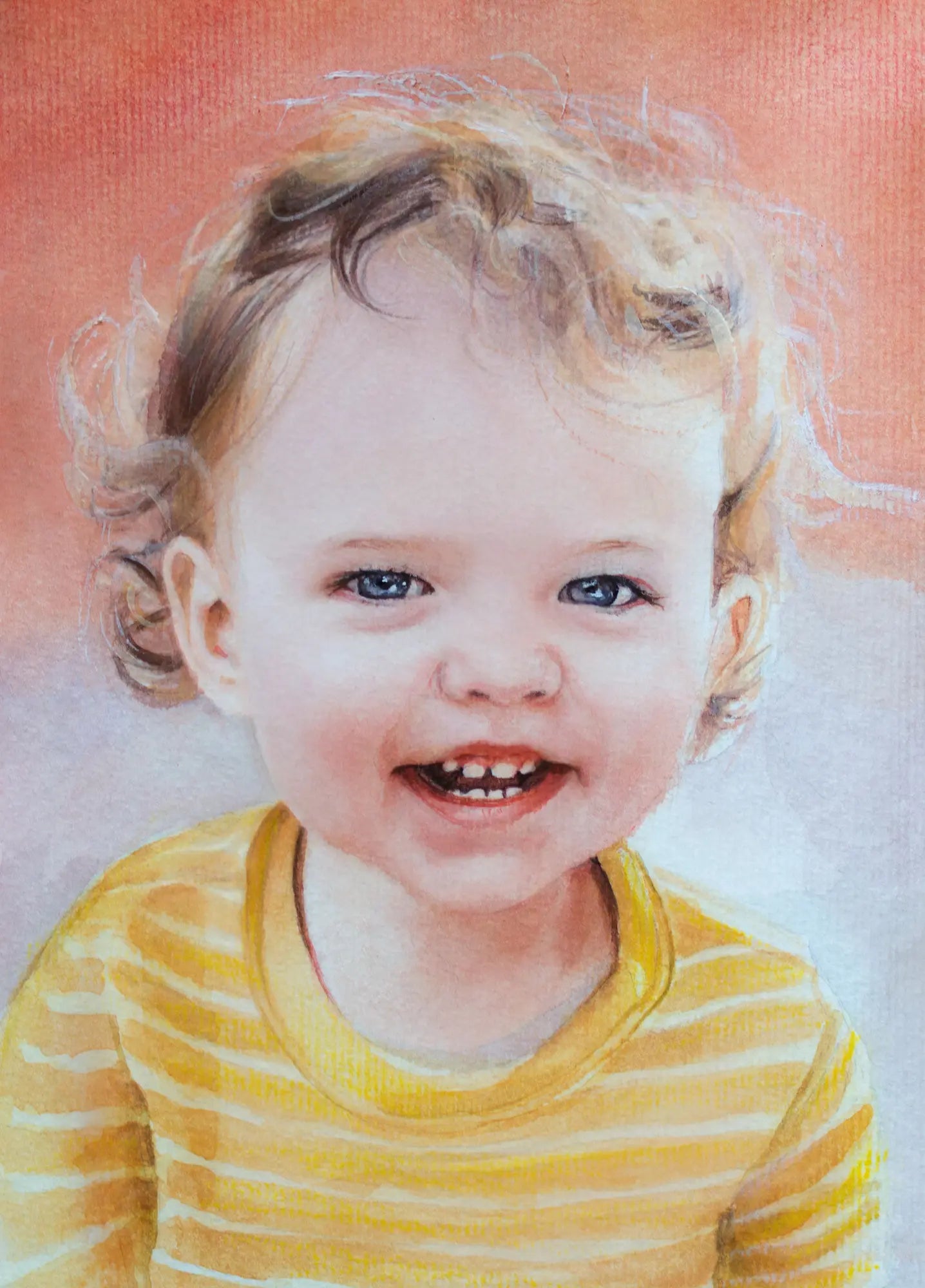Original watercolor baby portrait