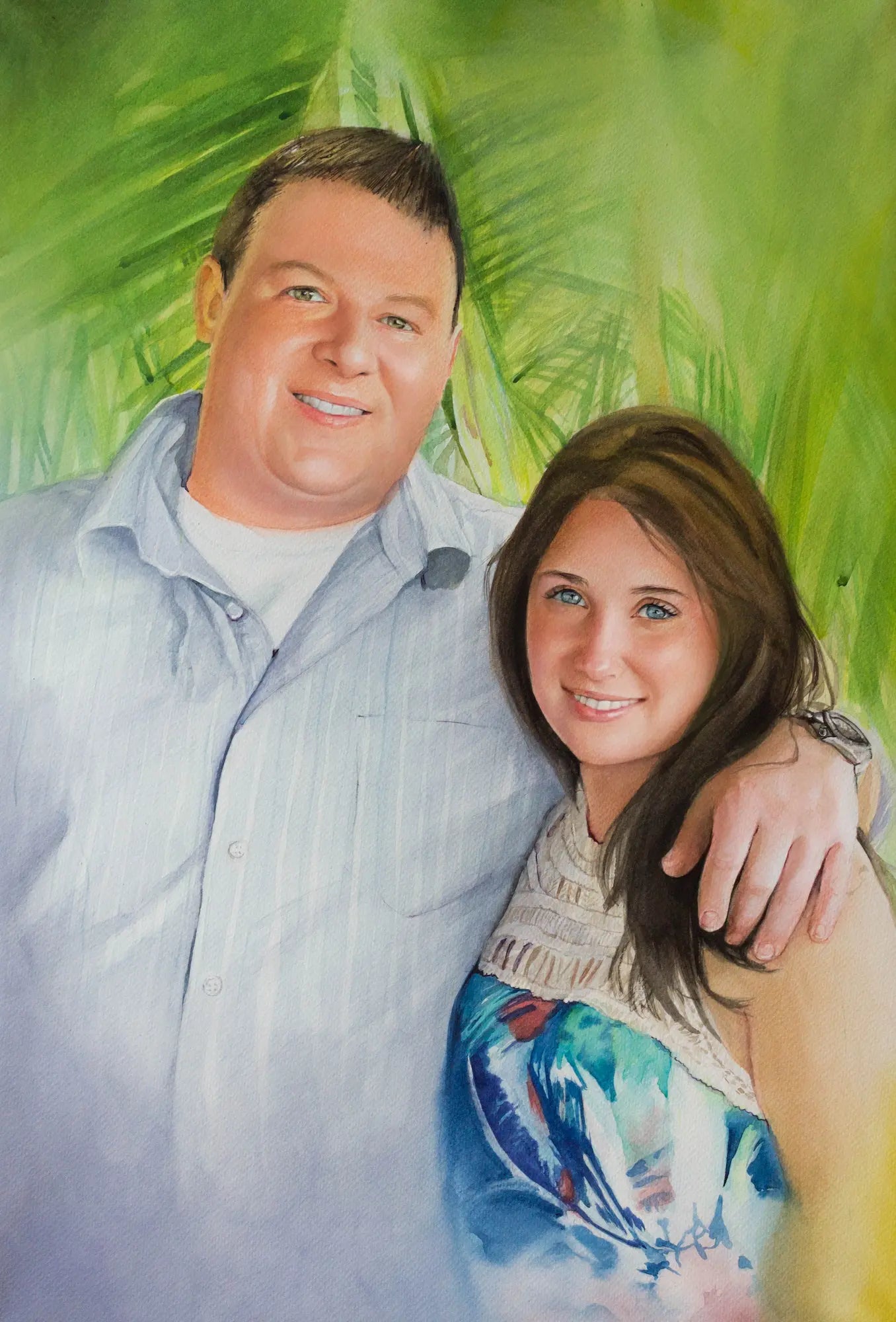 Original watercolor couple portrait