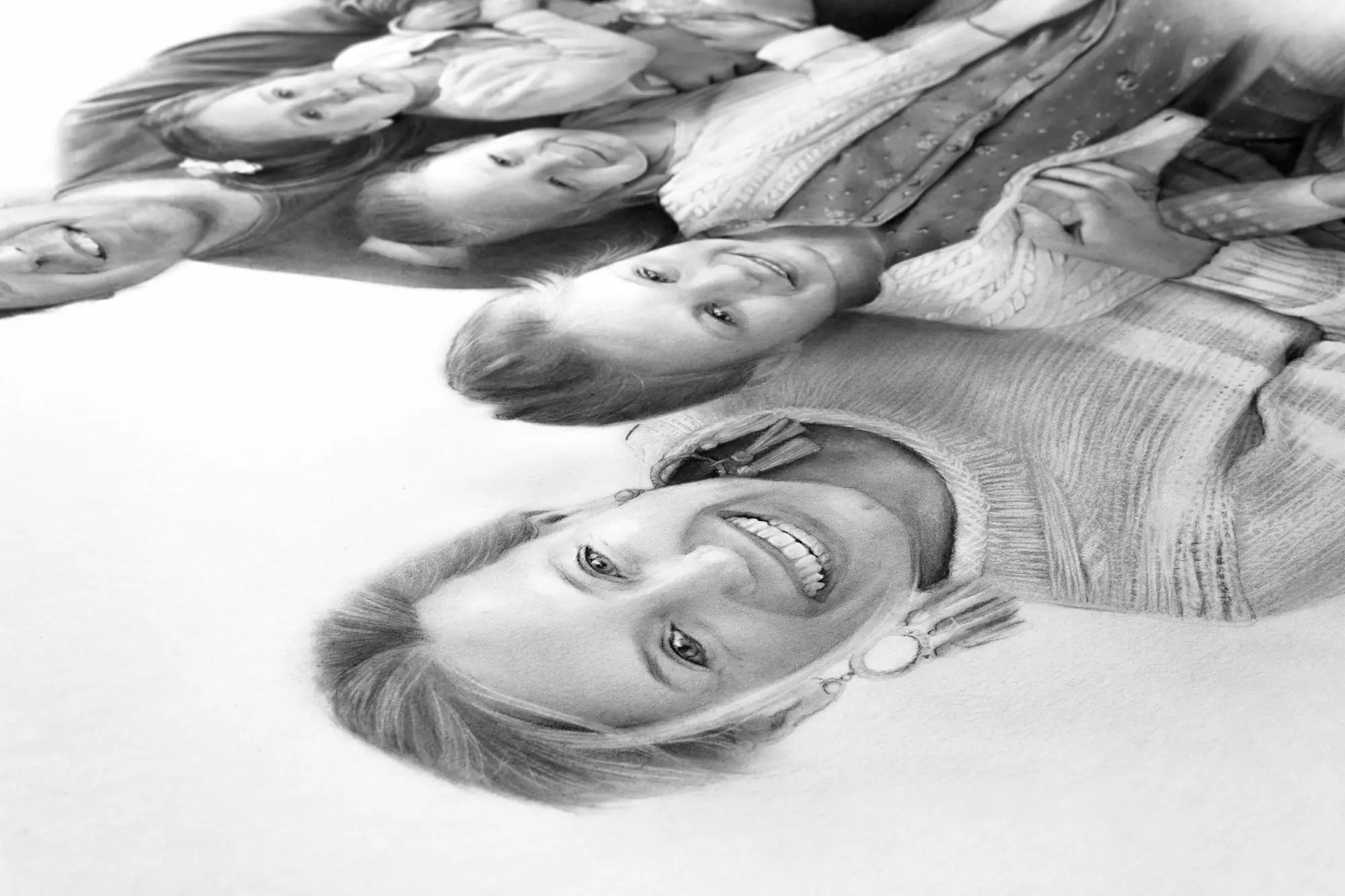 Hand Drawn big family pencil portrait