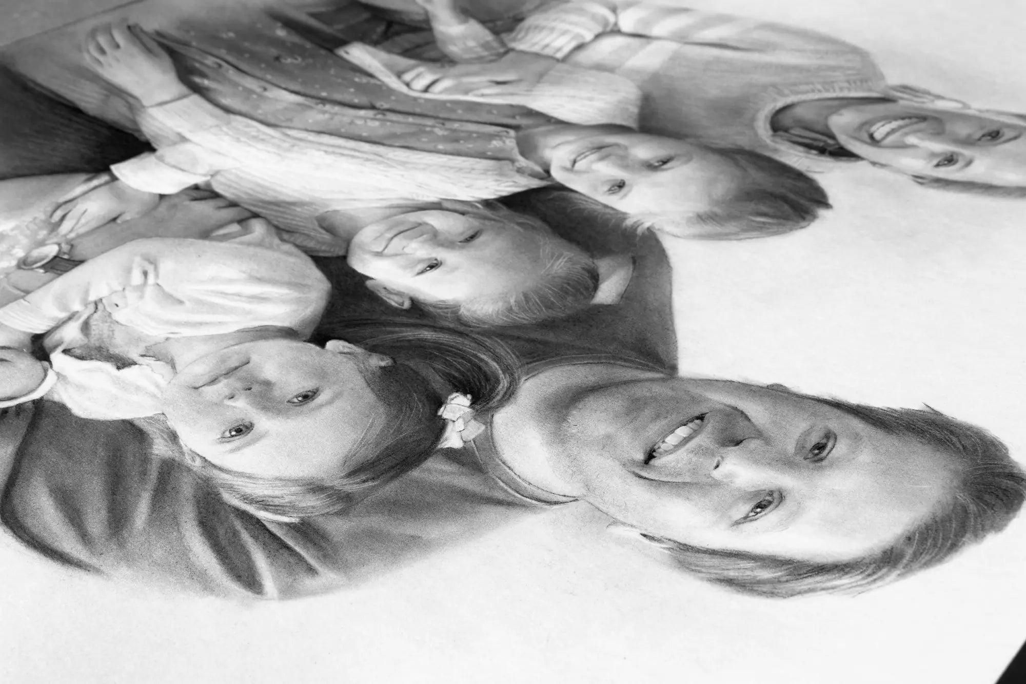 Hand Drawn big family pencil portrait