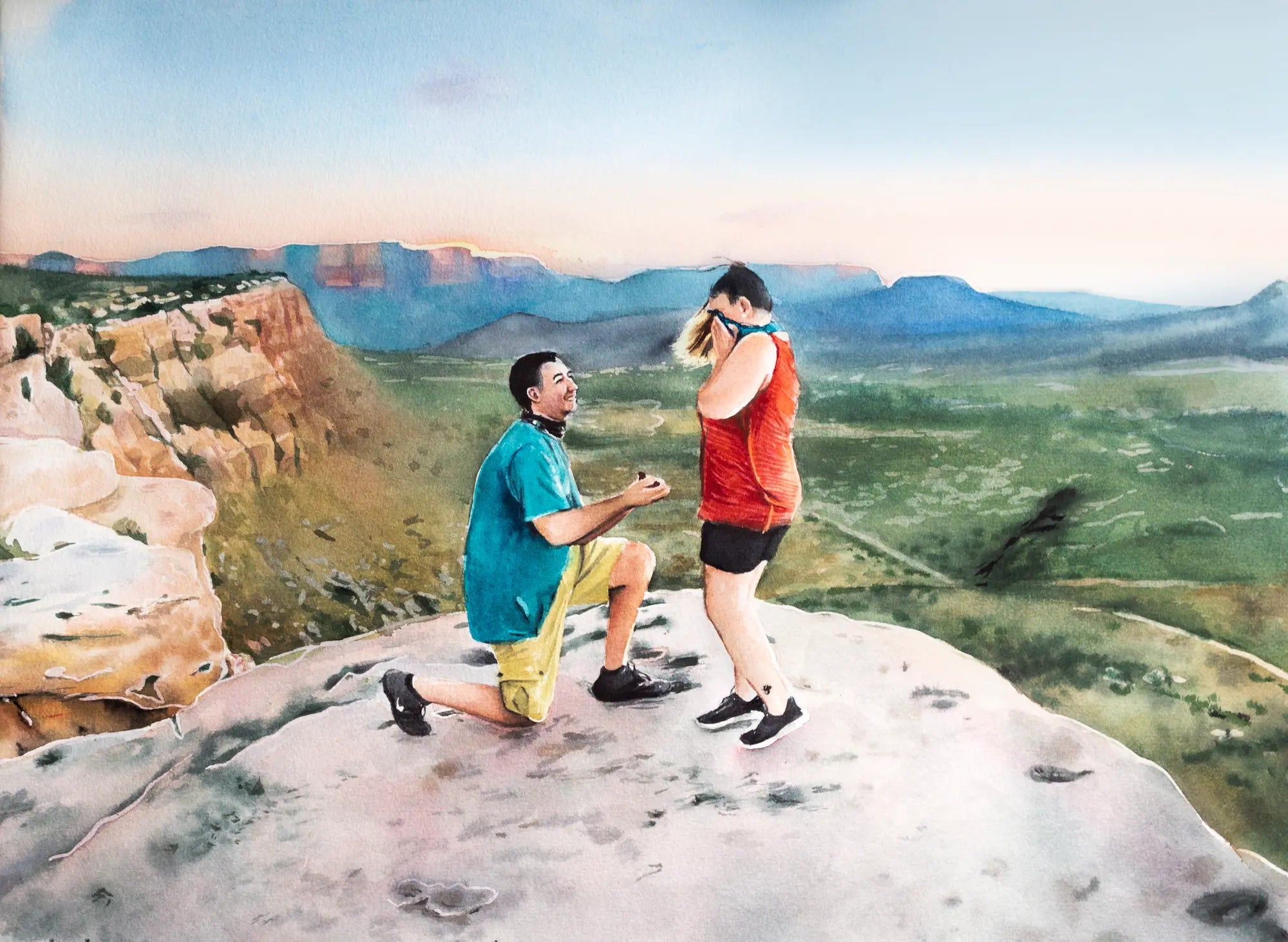 Original watercolor landscape portrait