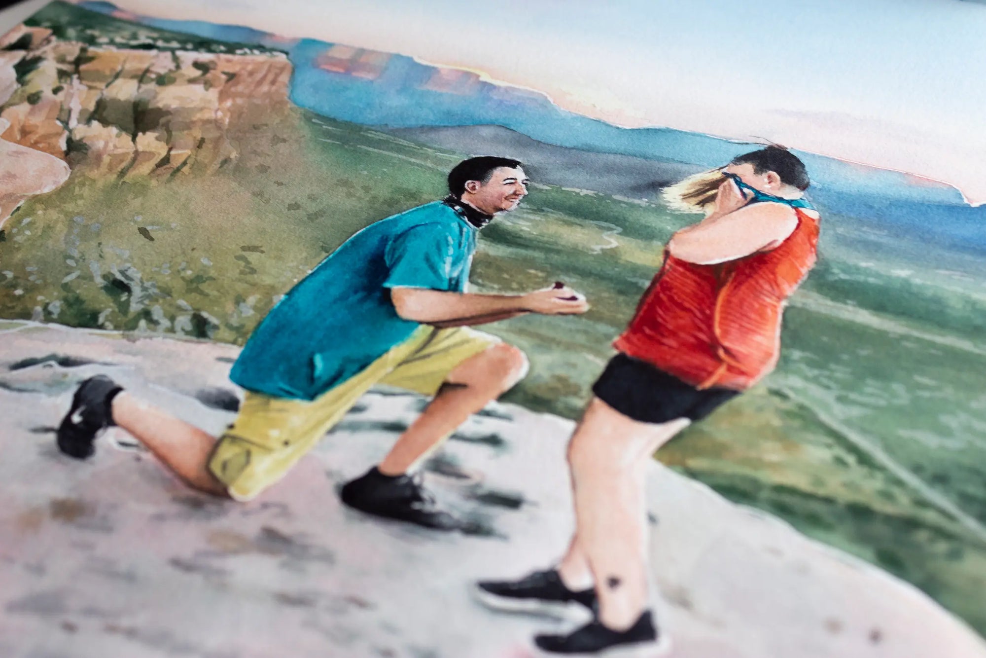 Original watercolor landscape portrait