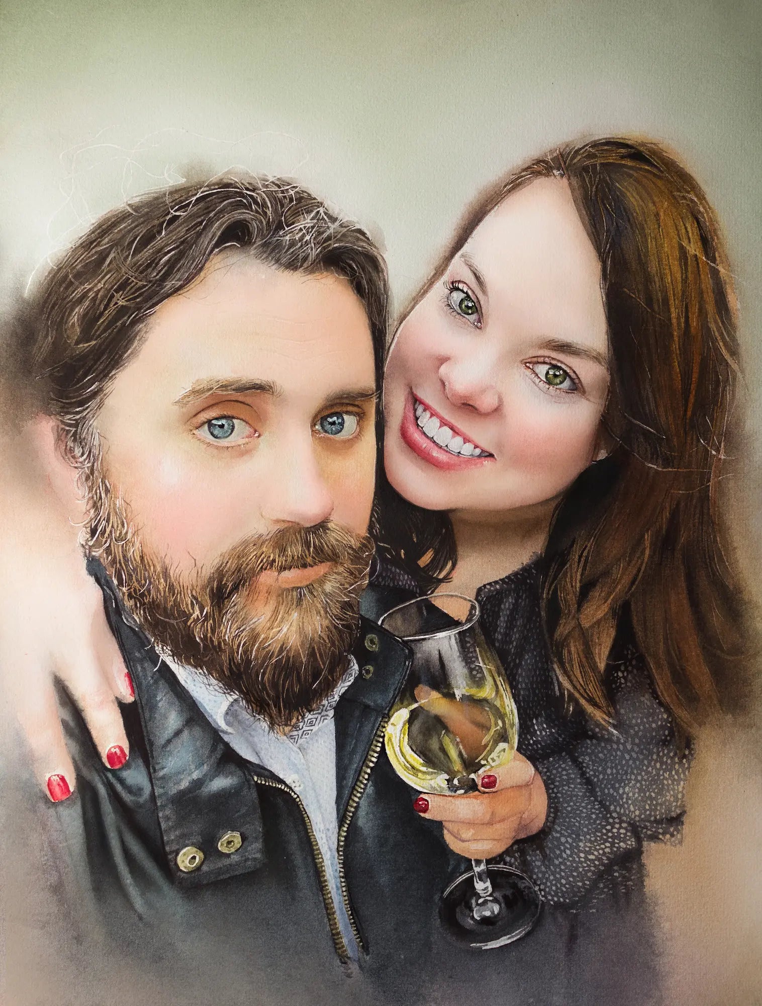 Original watercolor couple portrait