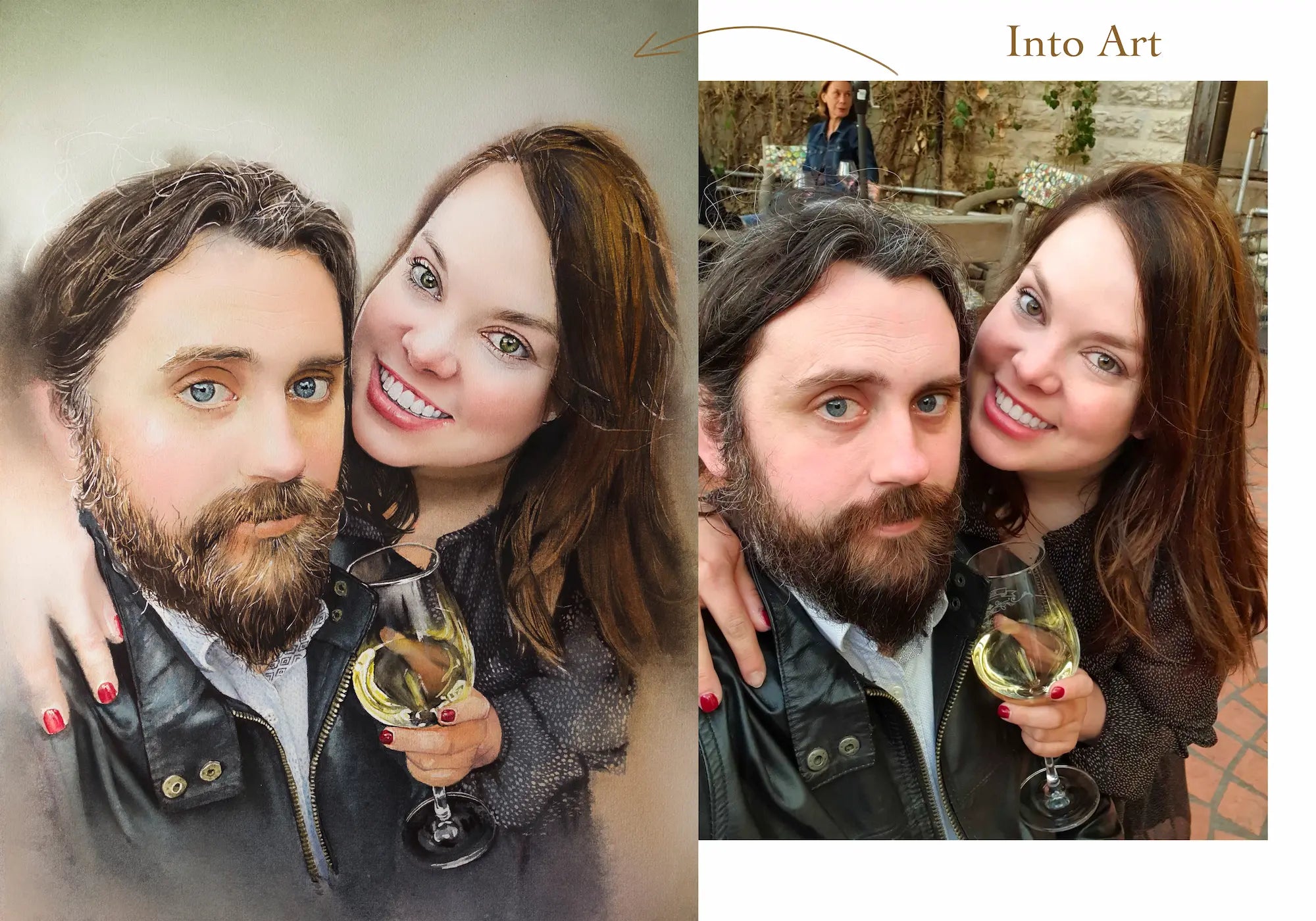 Original watercolor couple portrait