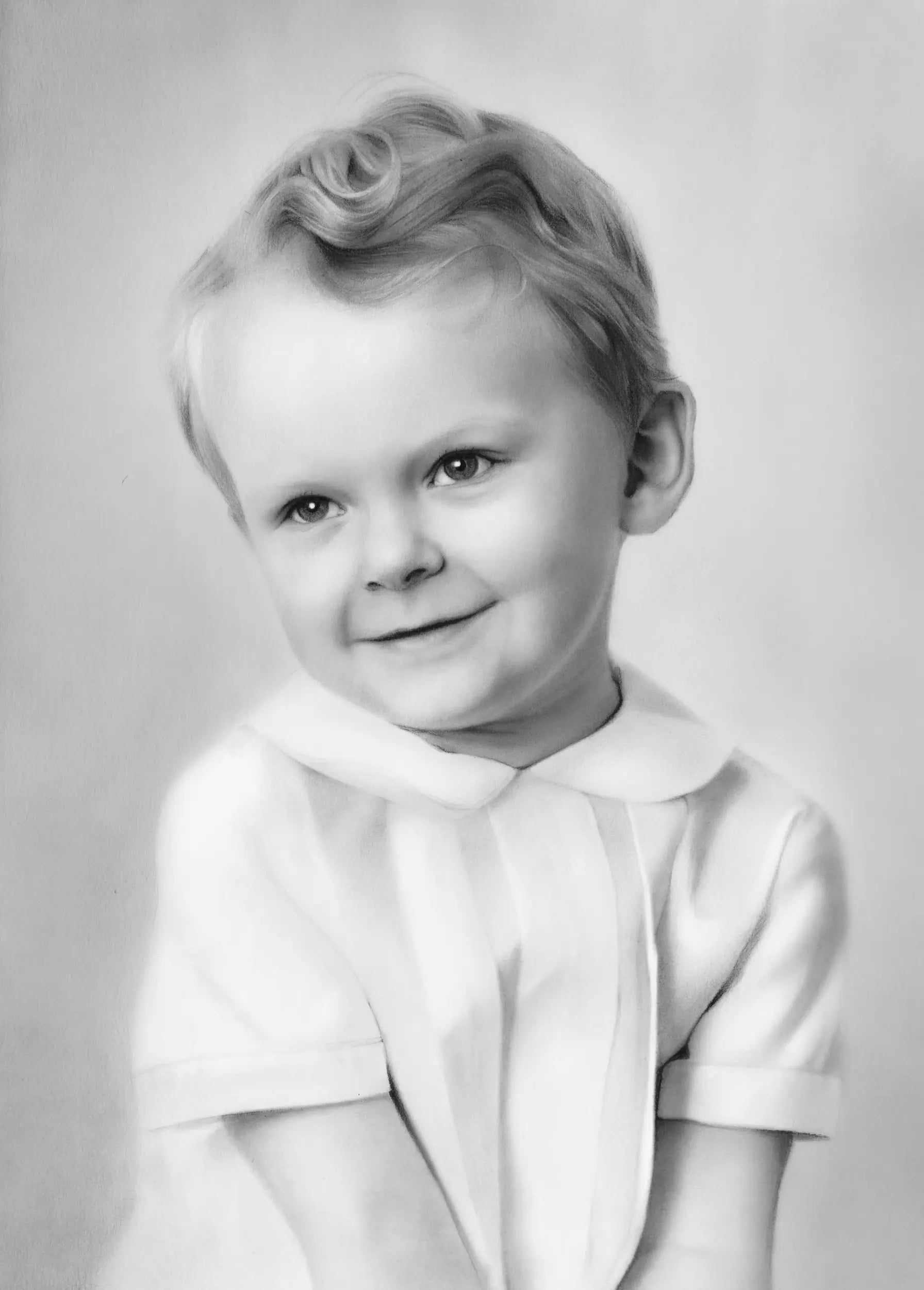 Handmade pencil drawing of boy