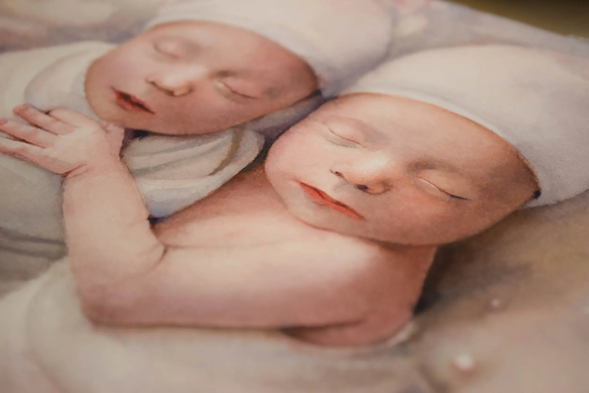 Original watercolor twins portrait