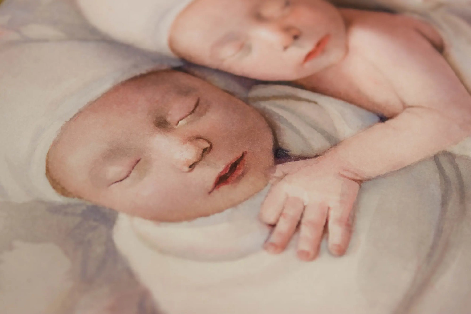 Original watercolor twins portrait