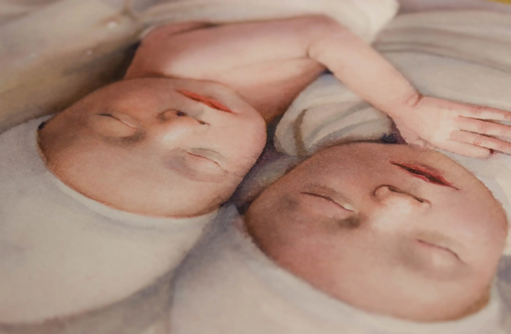 Original watercolor twins portrait