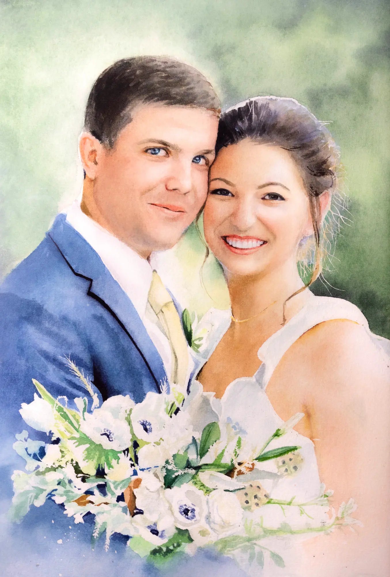 Original watercolor wedding portrait
