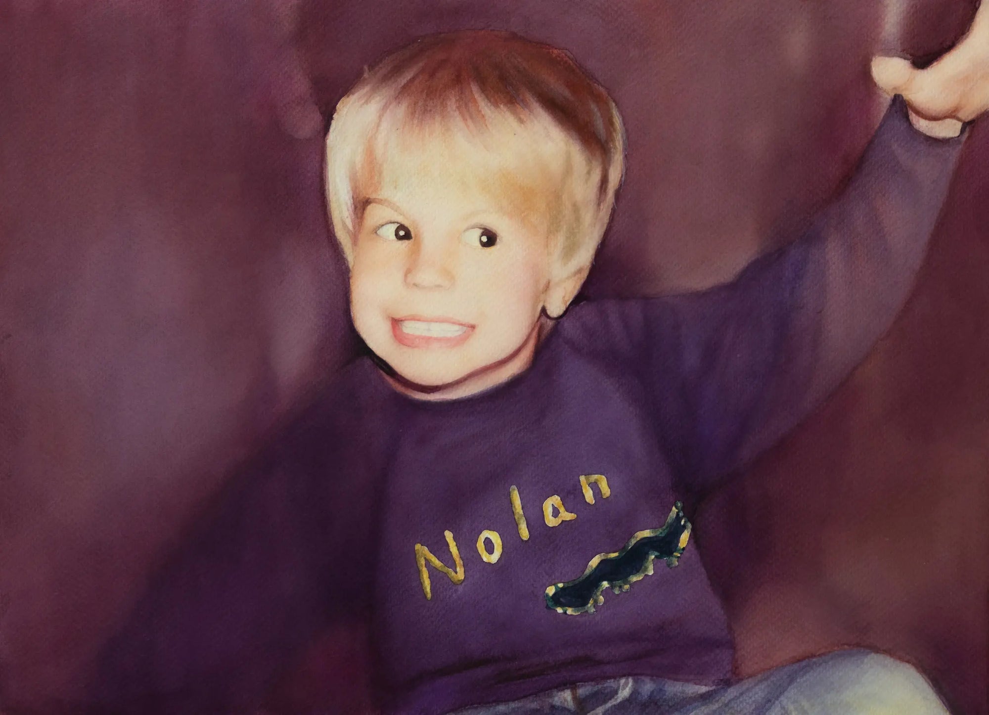 Original watercolor boy portrait