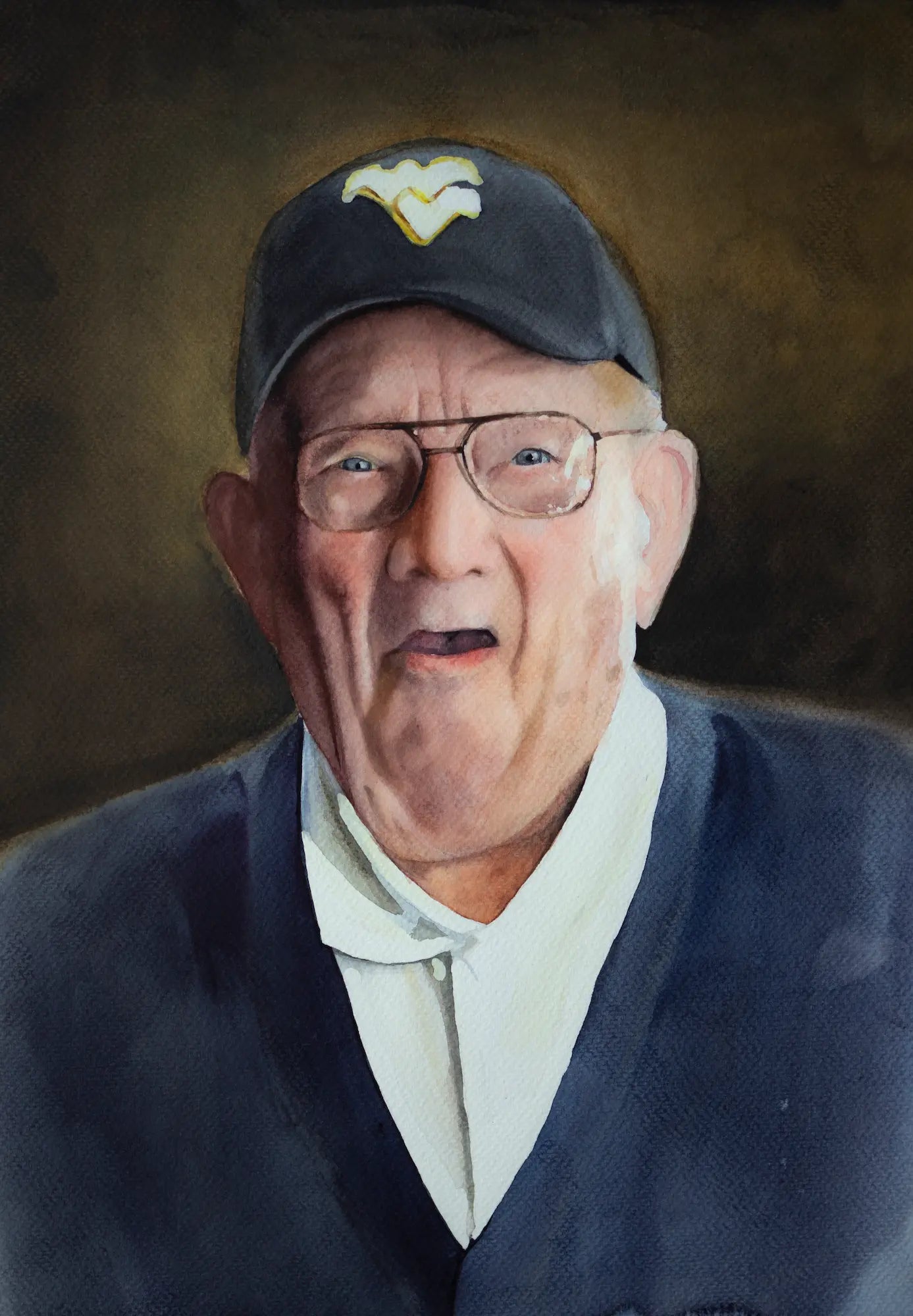Original watercolor grandad portrait