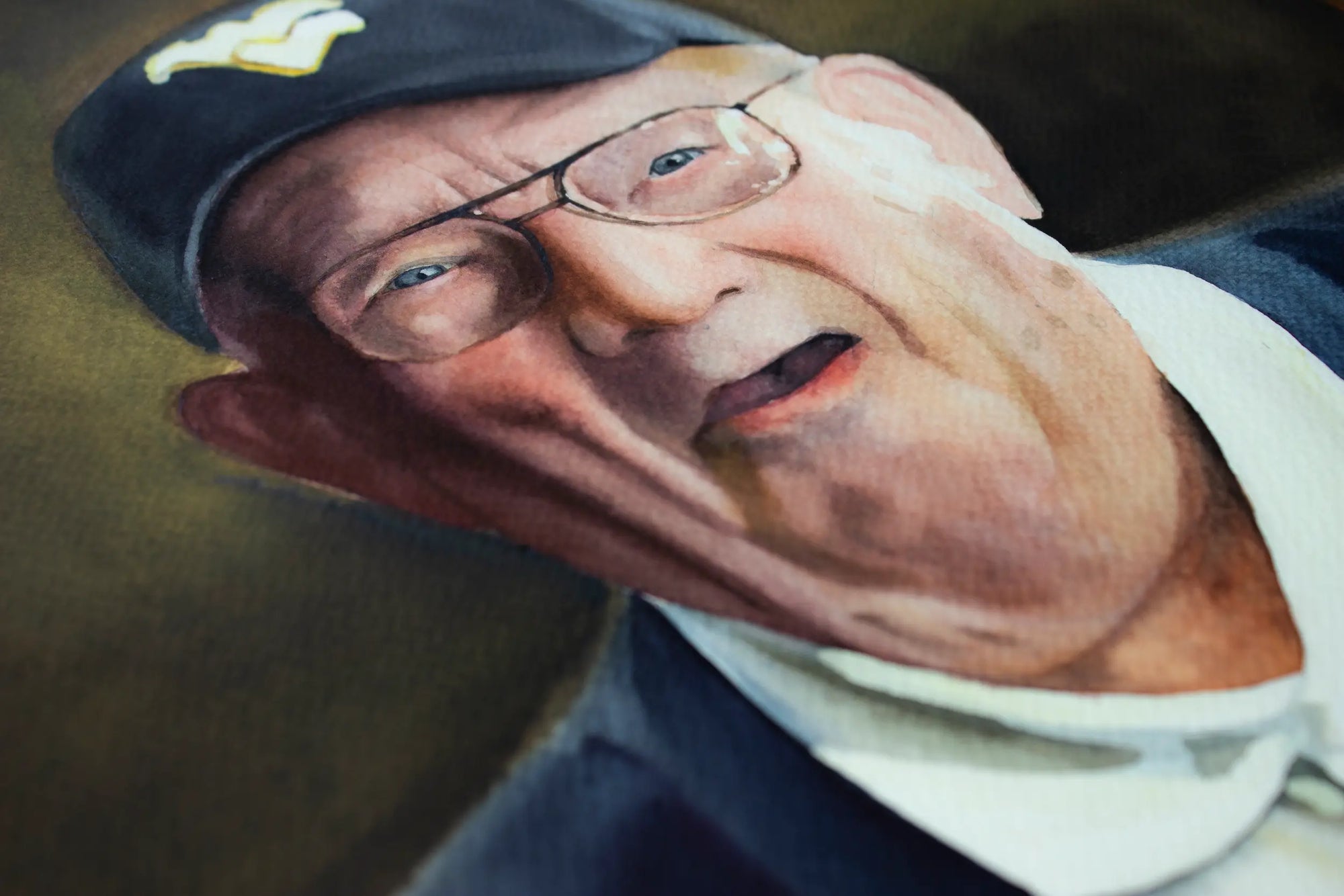 Original watercolor grandad portrait