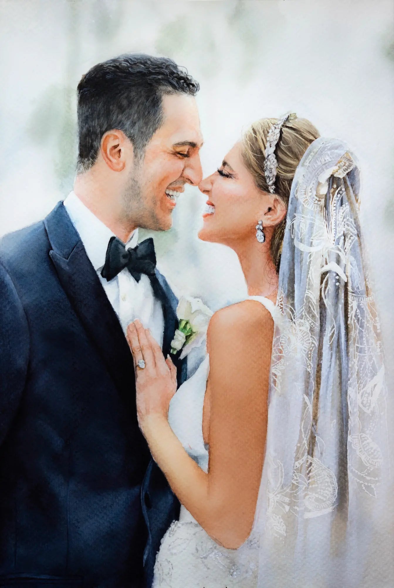 Original watercolor wedding portrait