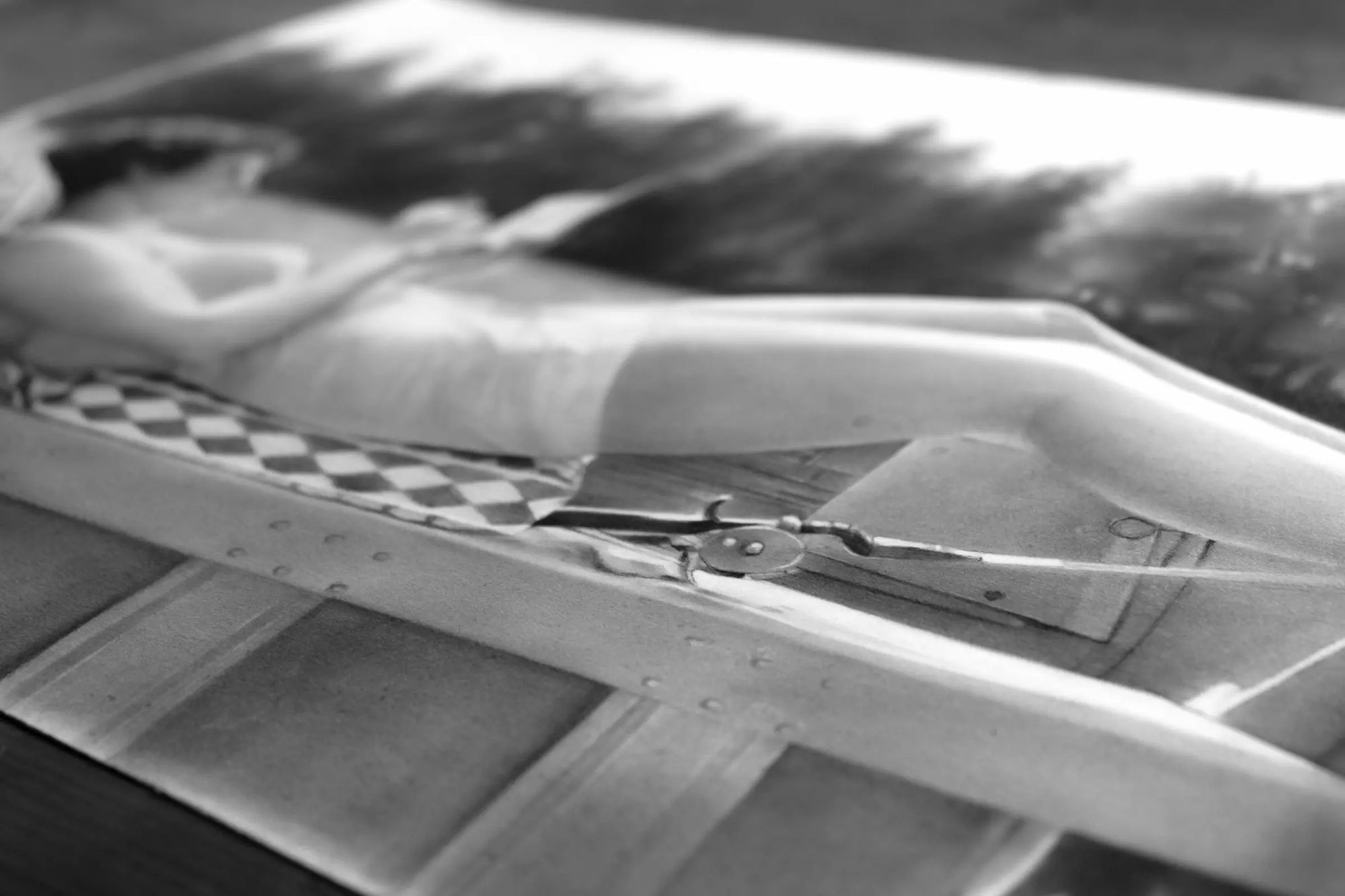 Pencil drawing woman portrait from old photo