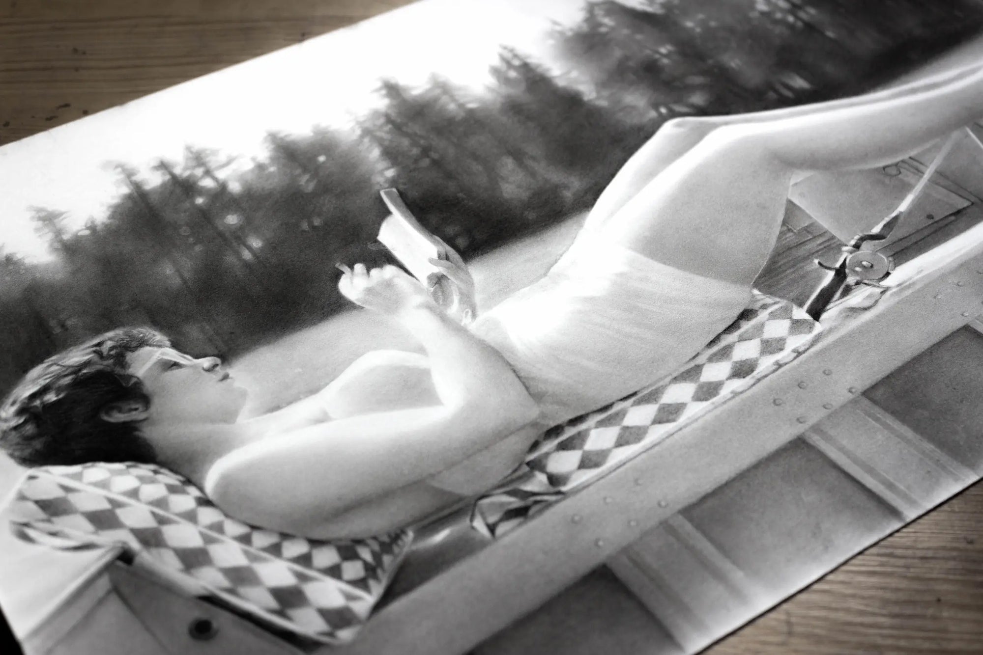 Pencil drawing woman portrait from old photo