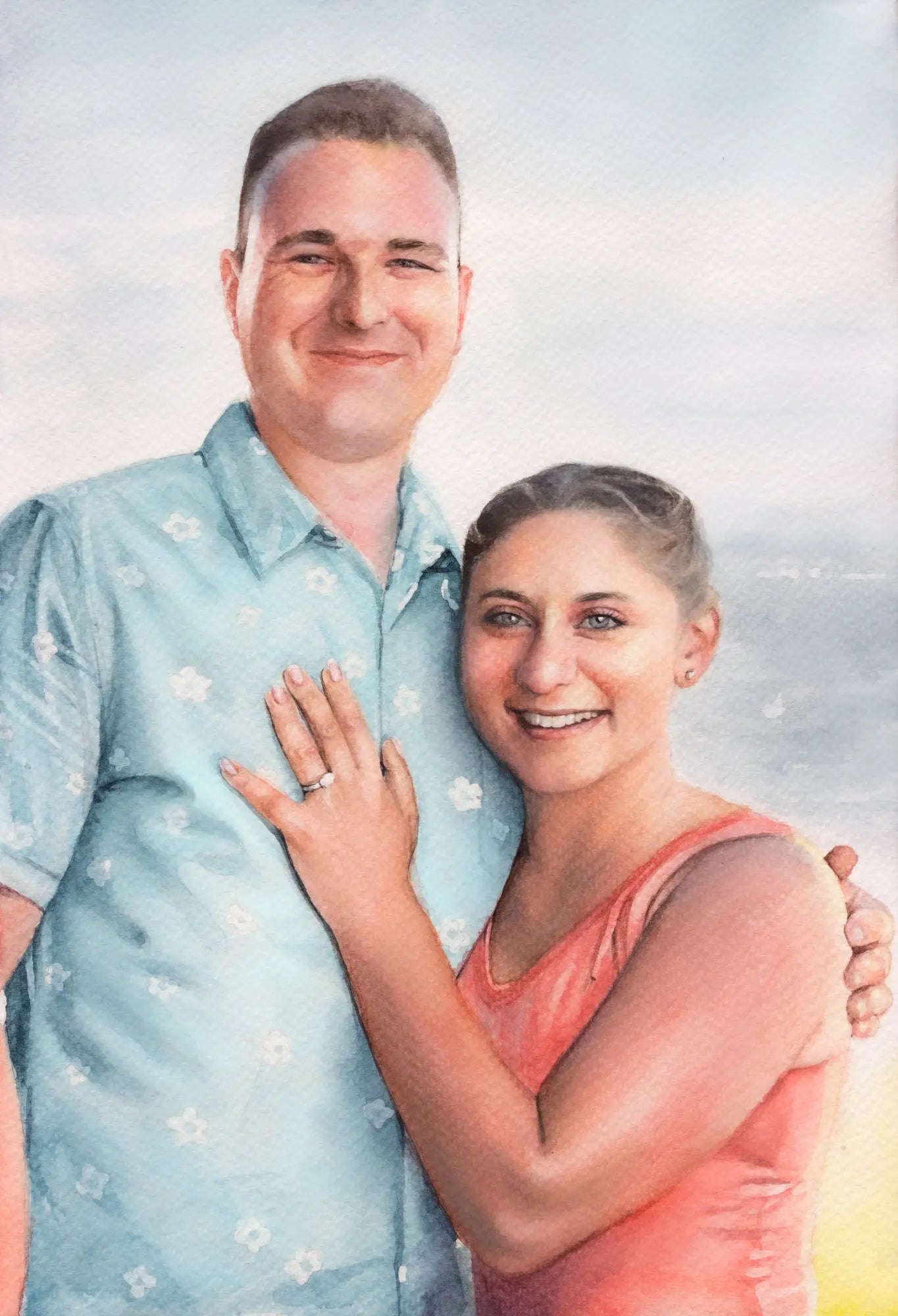 Original watercolor vacation portrait