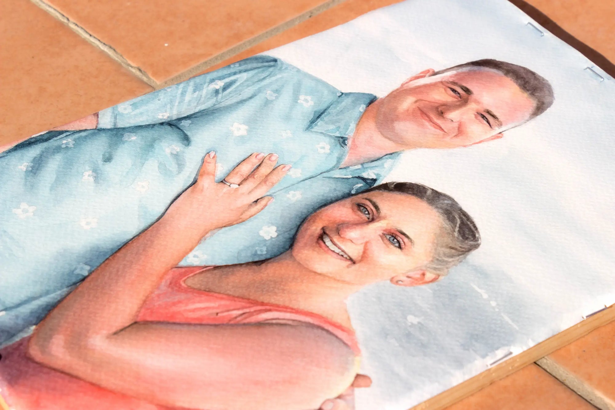 Original watercolor vacation portrait