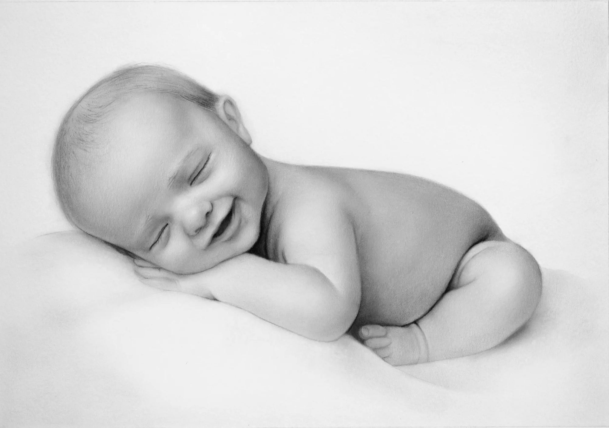 Newborn pencil drawing portrait