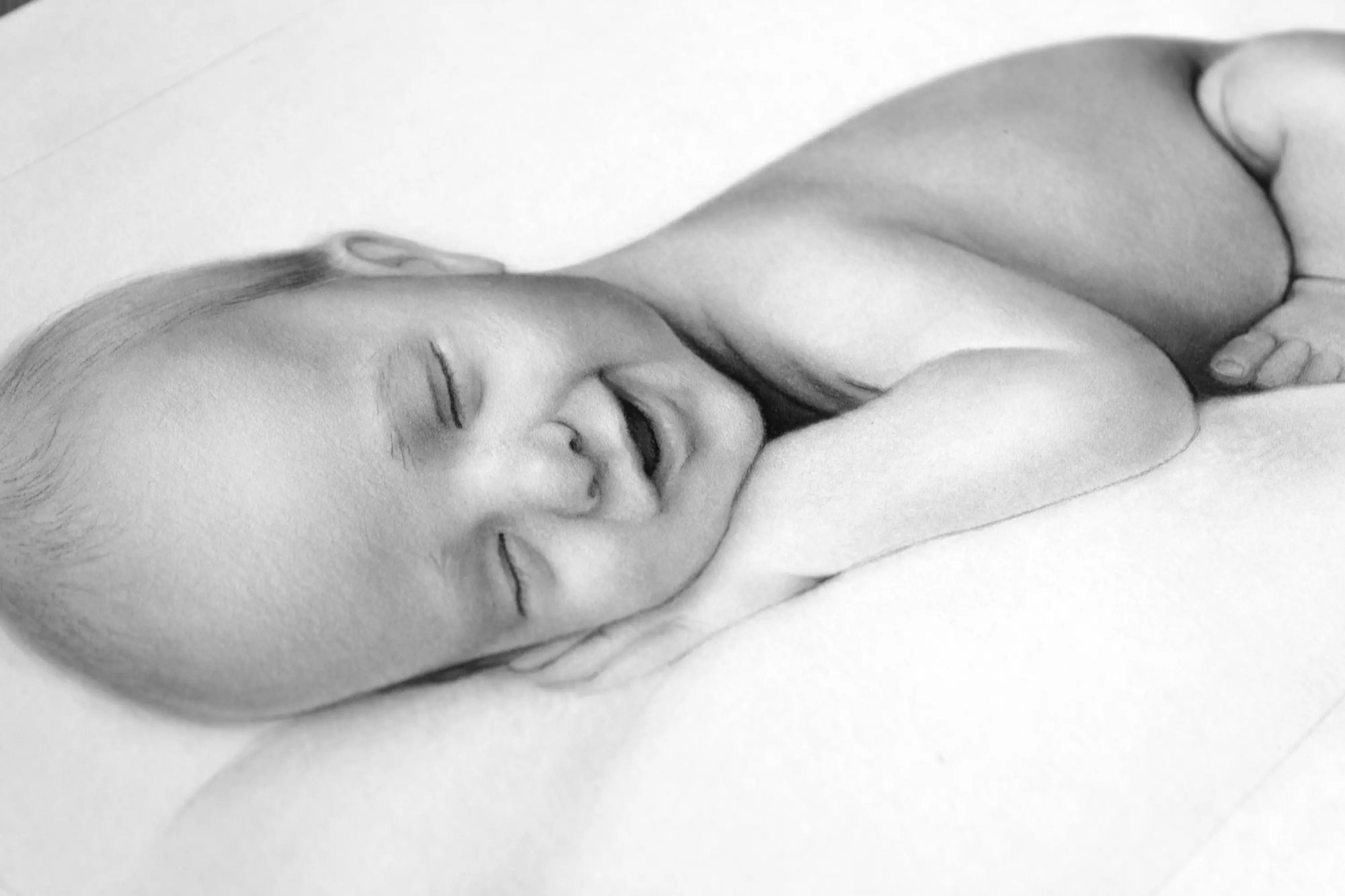 Newborn pencil drawing portrait