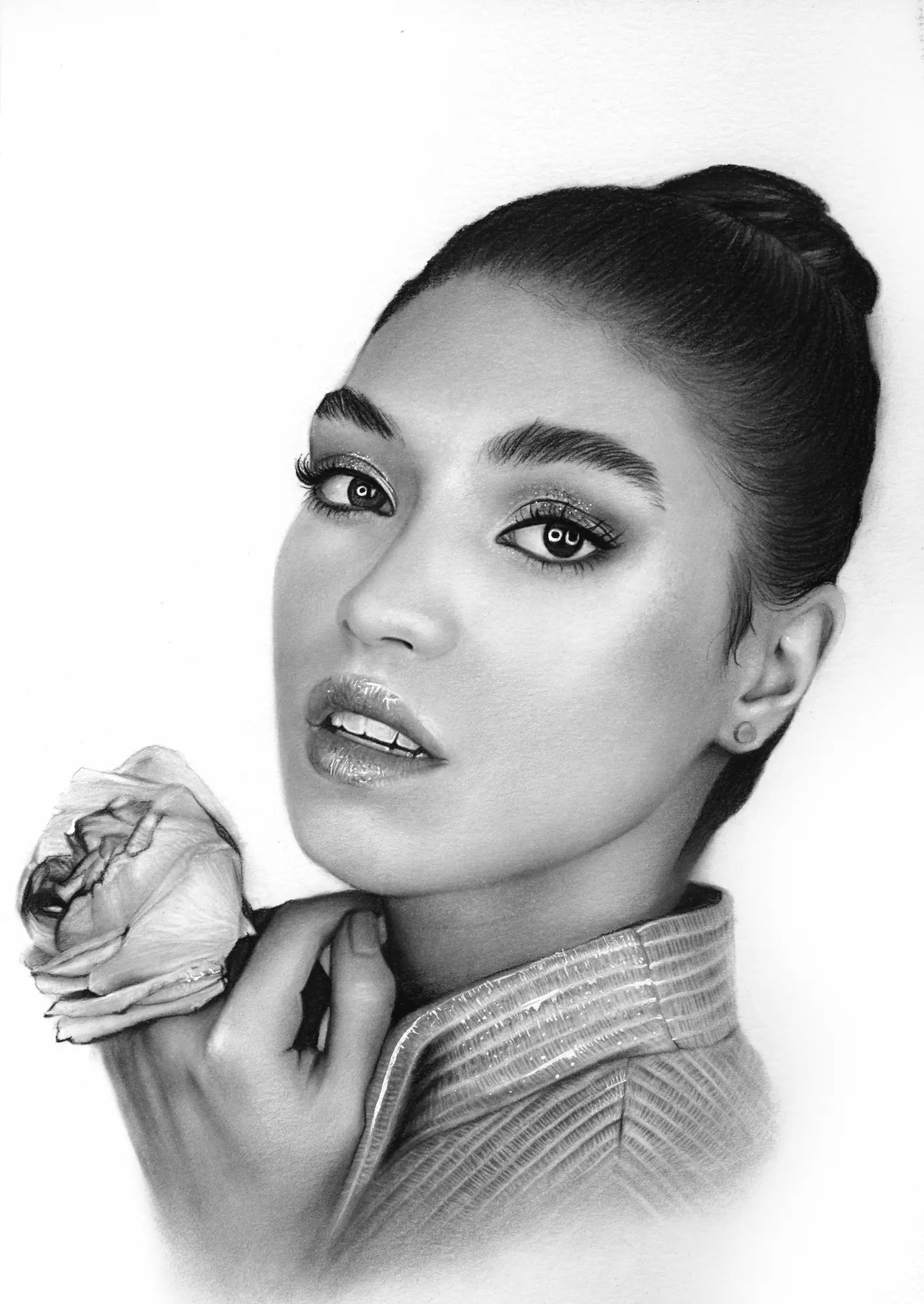 Woman pencil drawing portrait