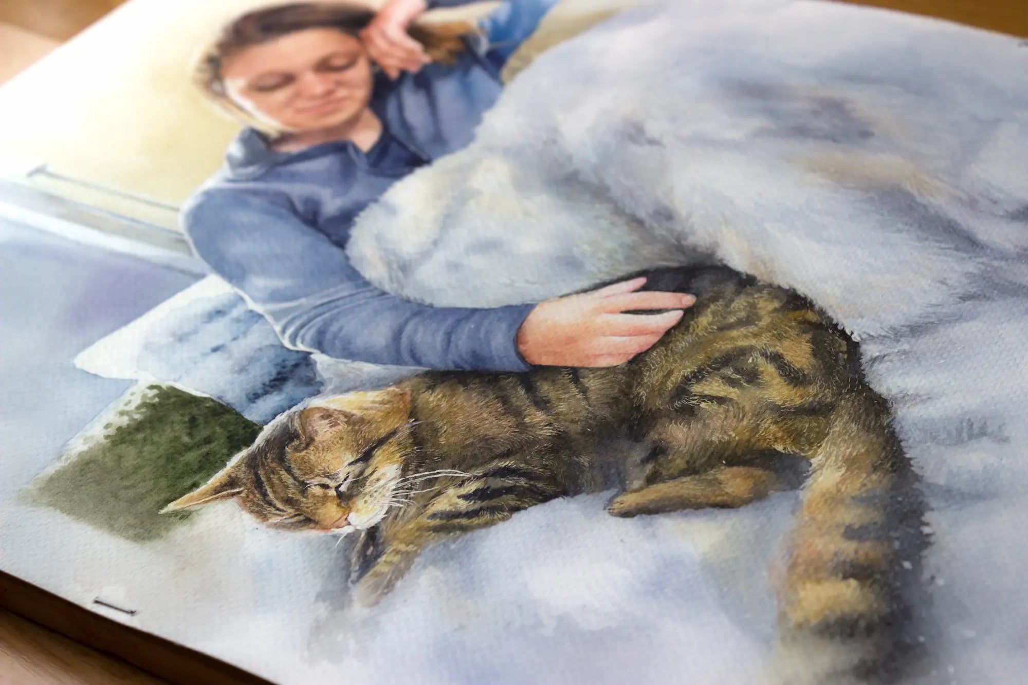 Original watercolor pet lover portrait