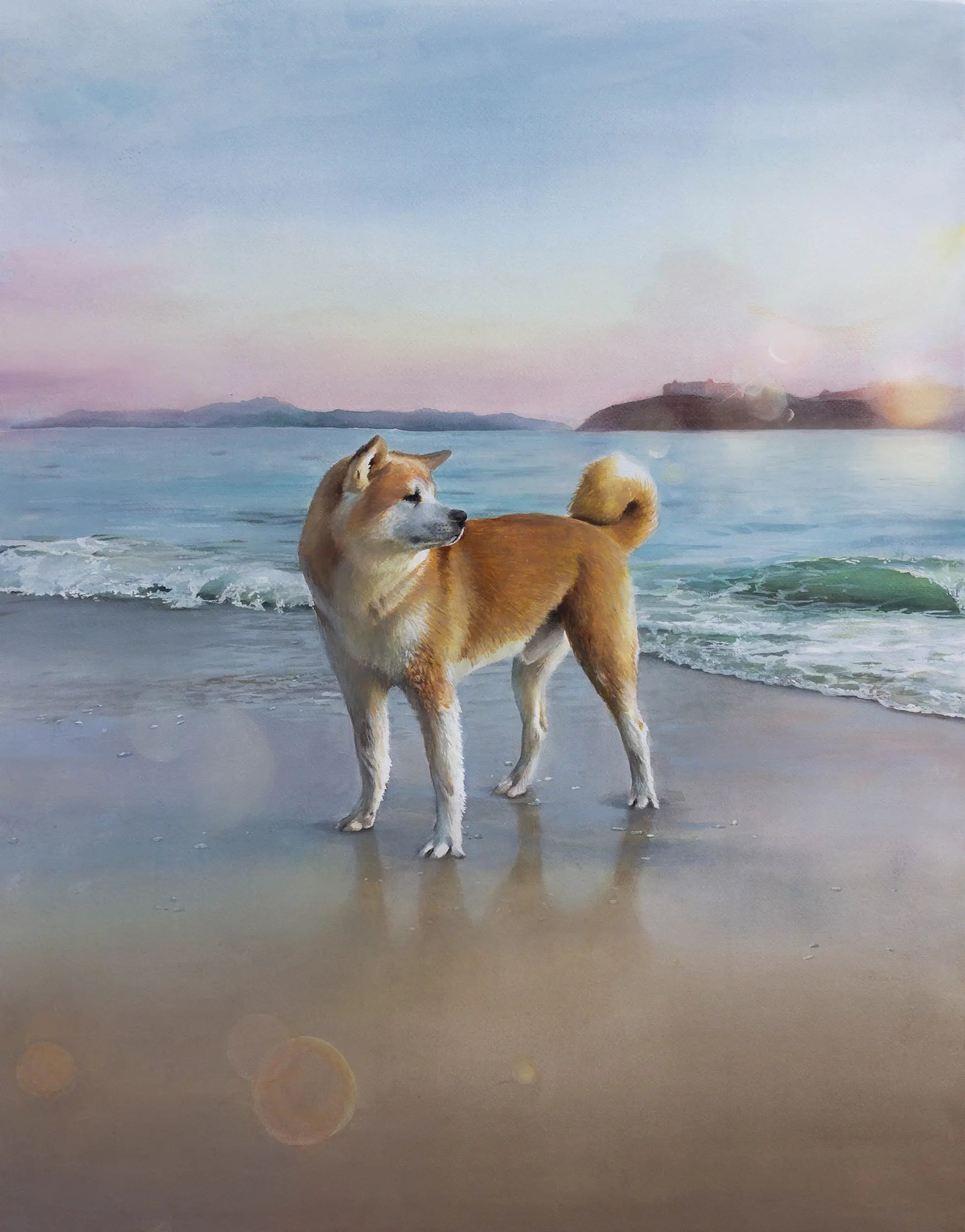 Original watercolor dog portrait