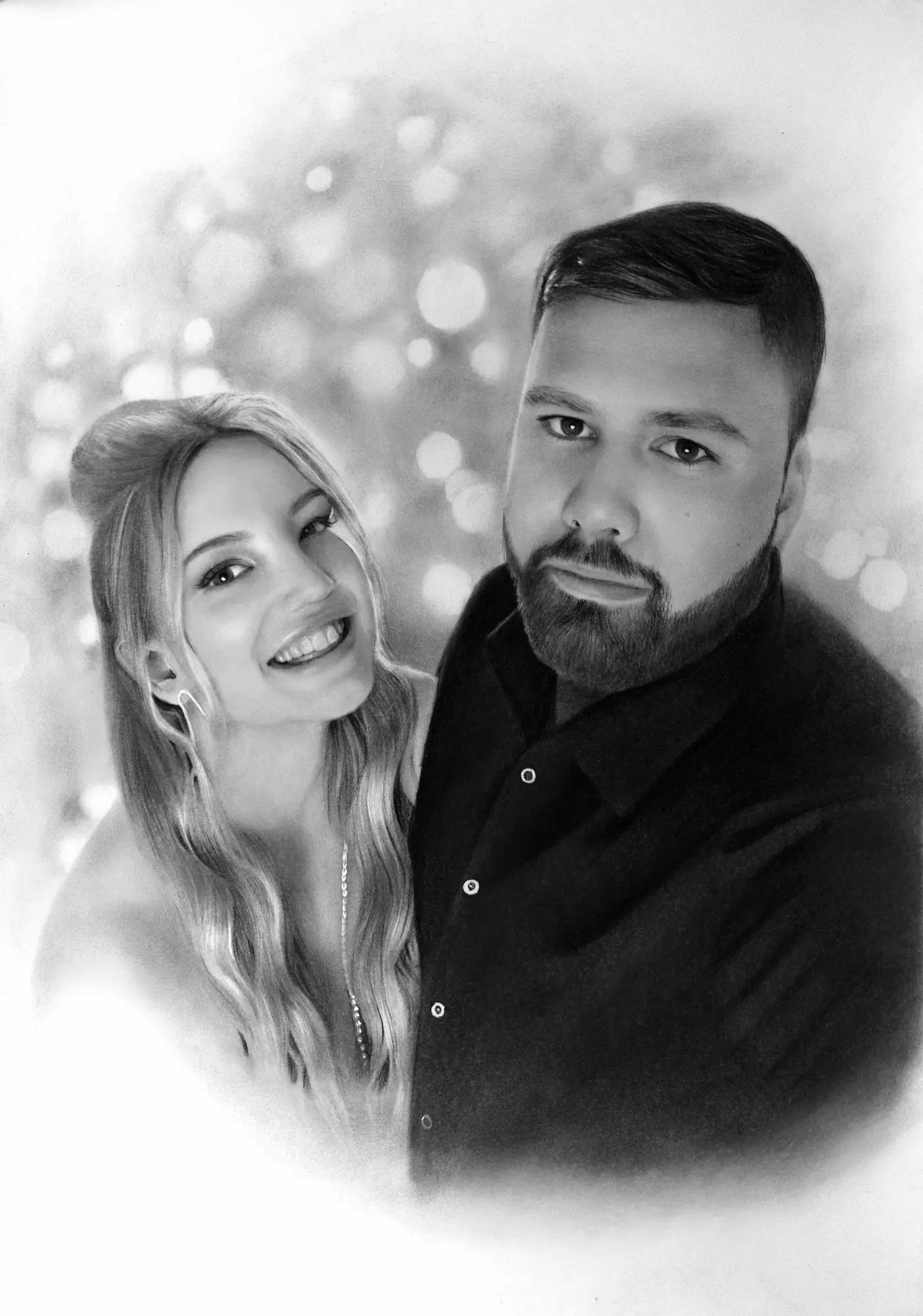 Personalised couple hand drawn portrait