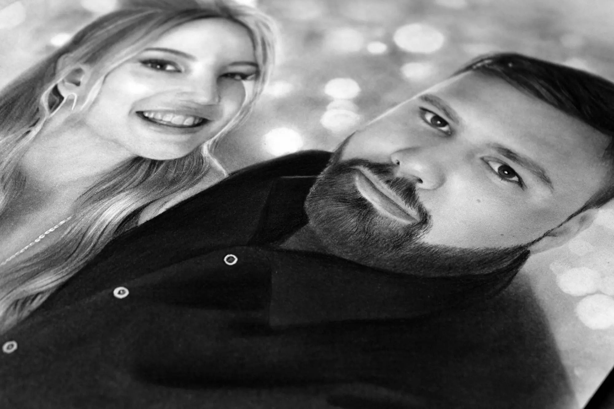 Personalised couple hand drawn portrait