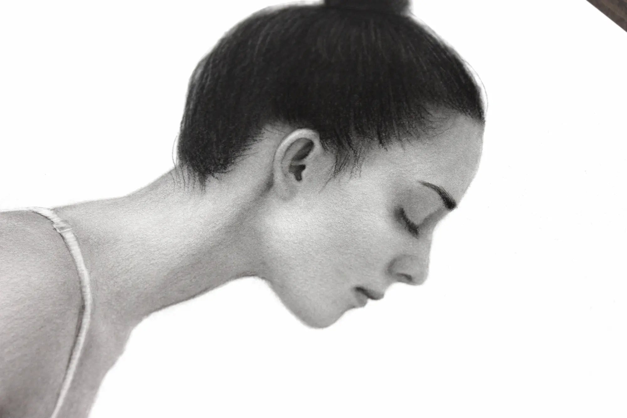 Meditation girl pencil portrait