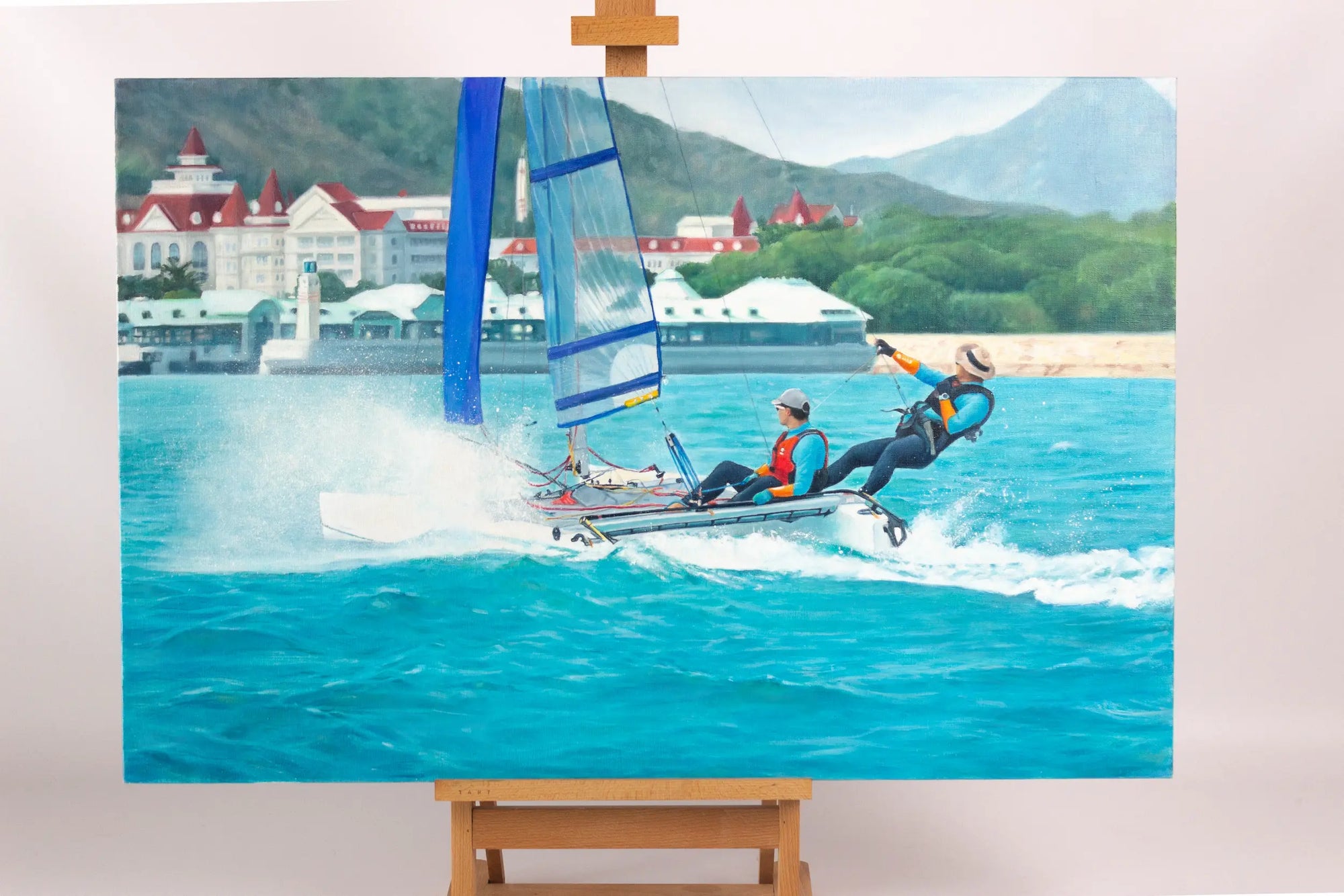 Family on a yacht painting