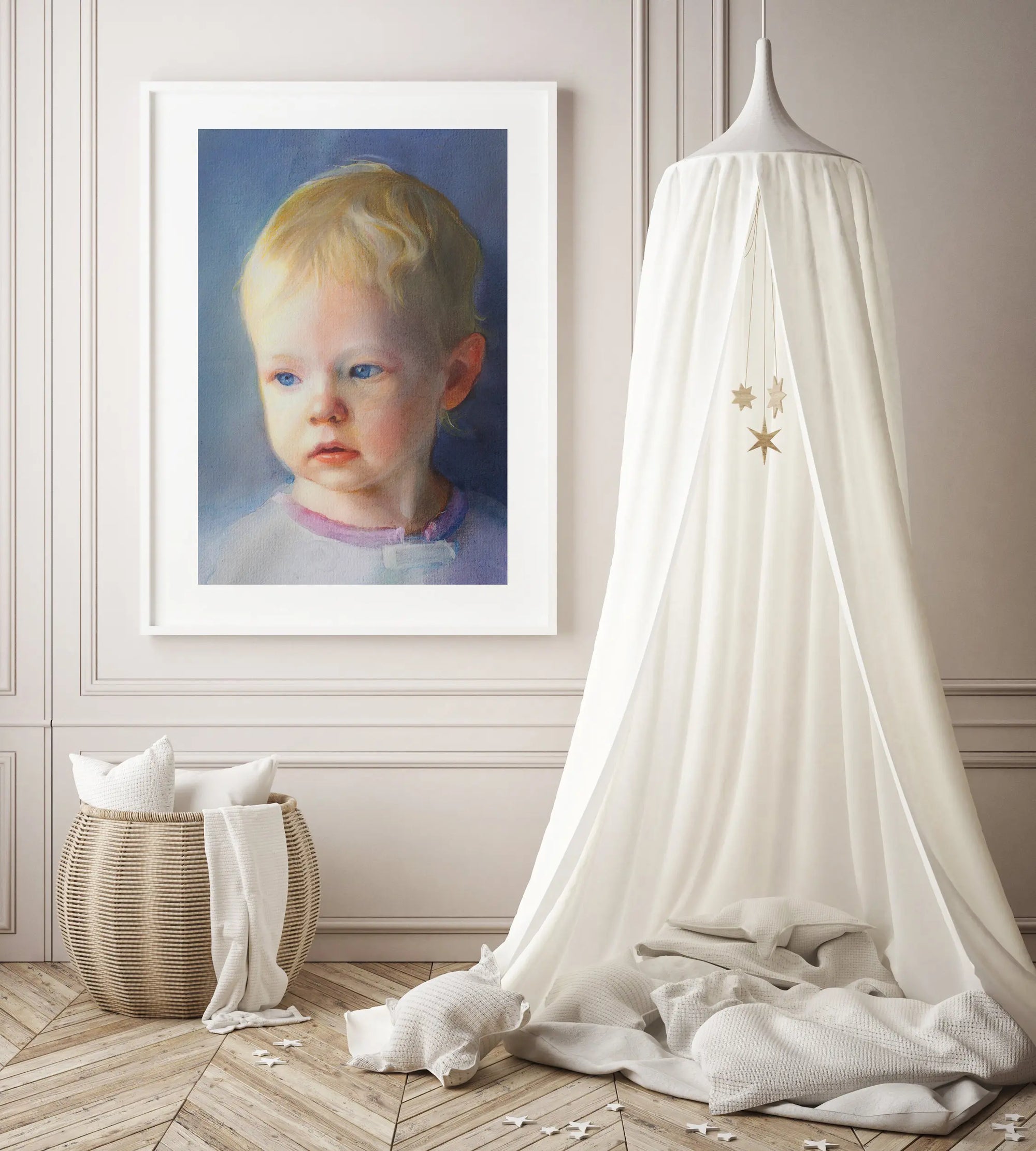 Original watercolor baby portrait