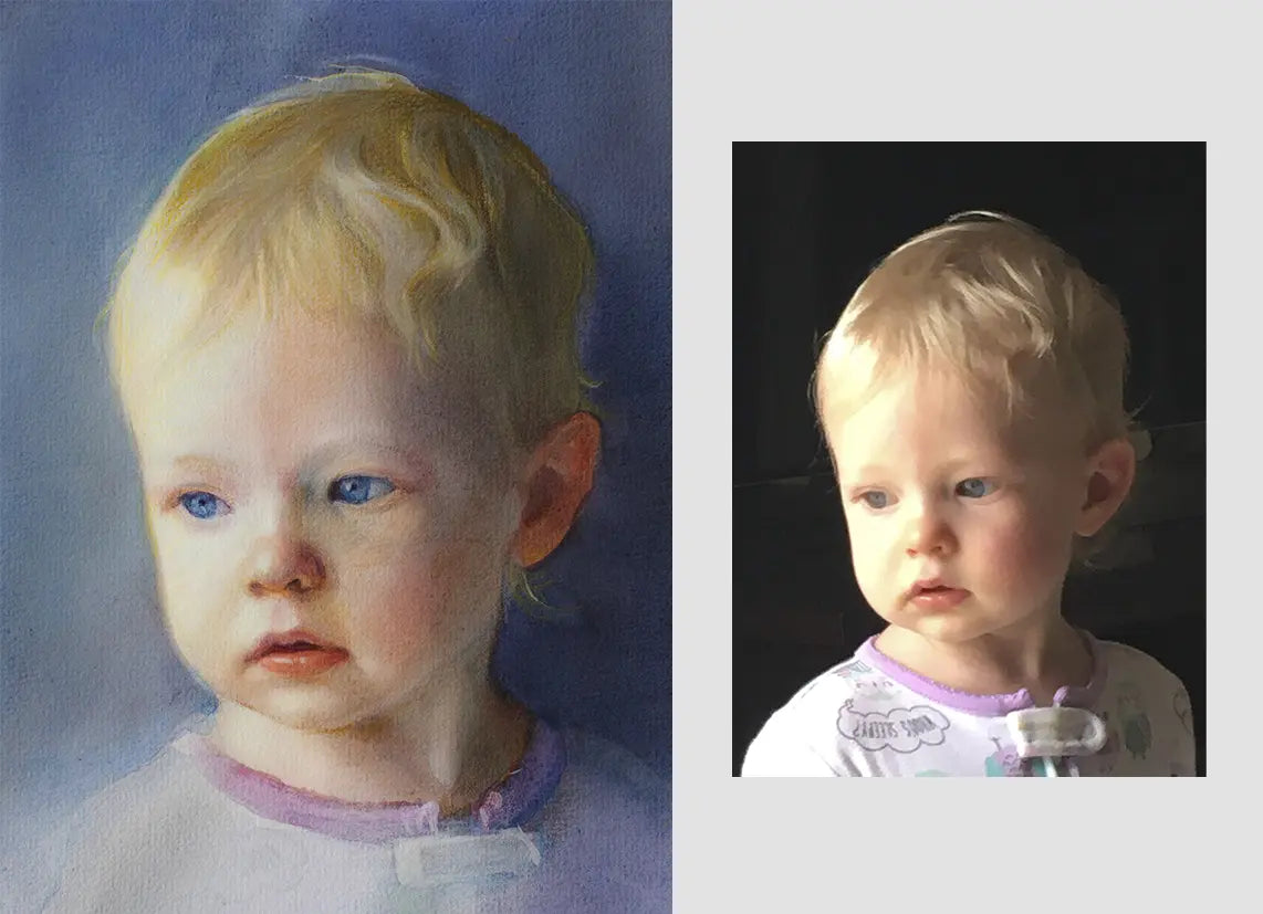 Original watercolor baby portrait