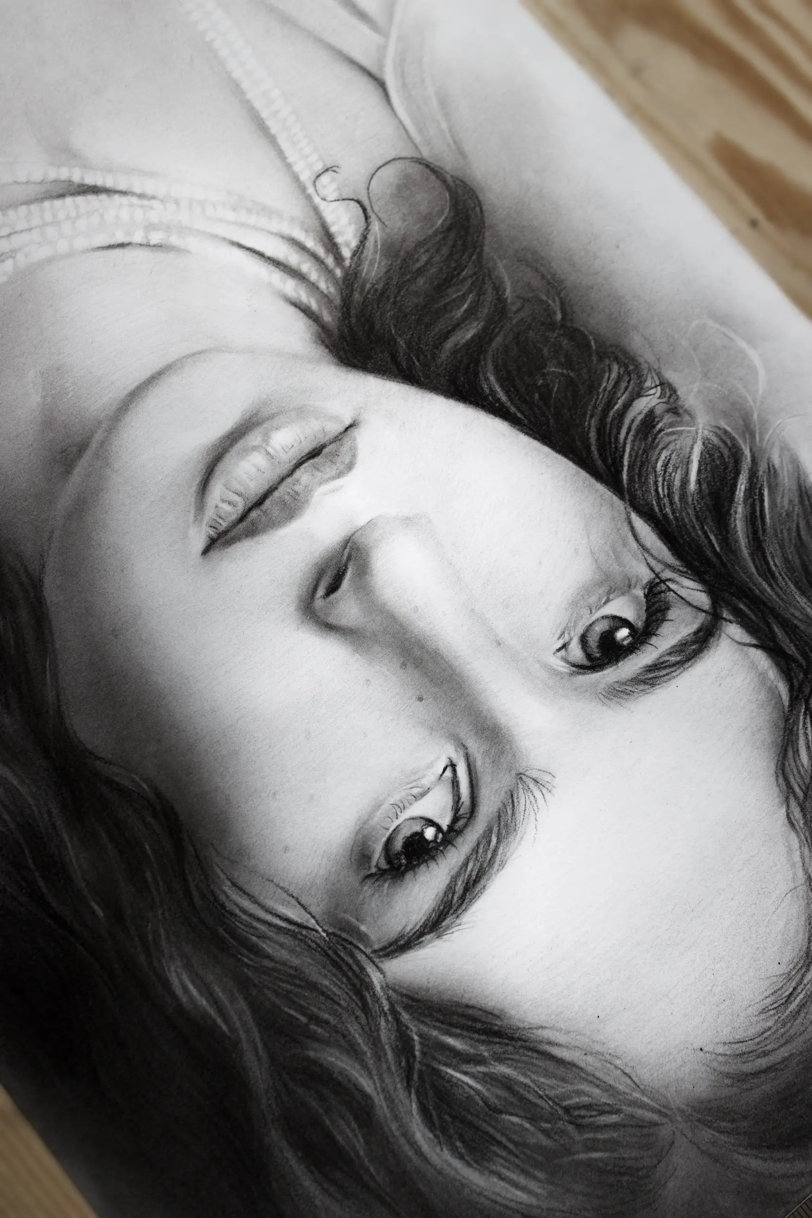 Hand drawn girl pencil drawinng