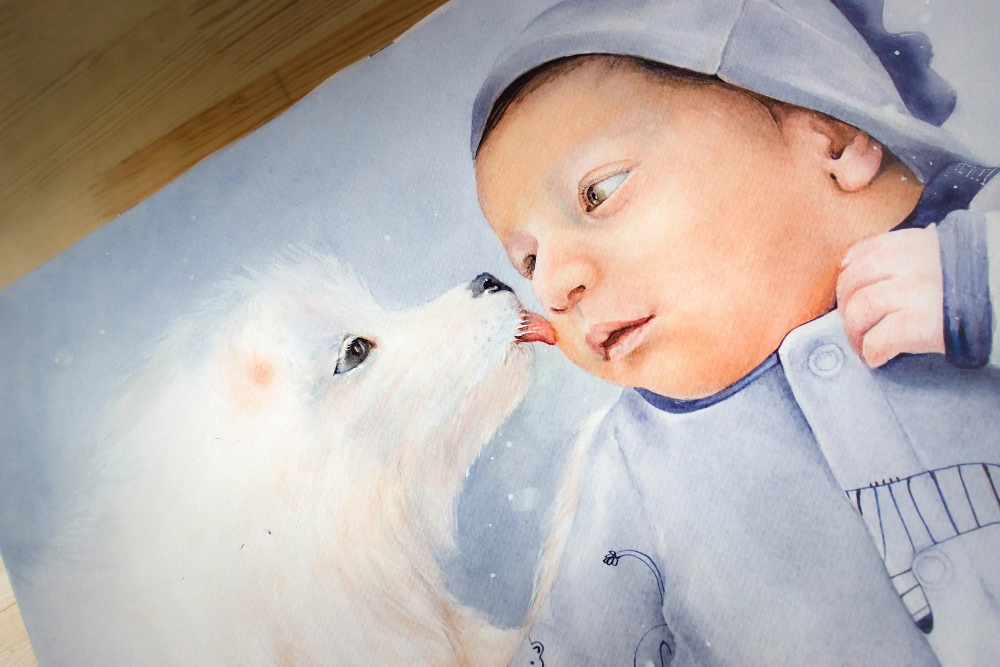Original watercolor baby portrait