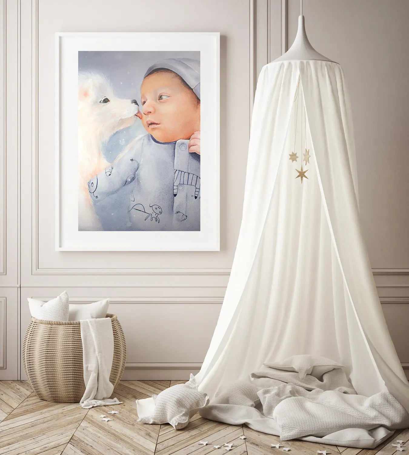 Original watercolor baby portrait