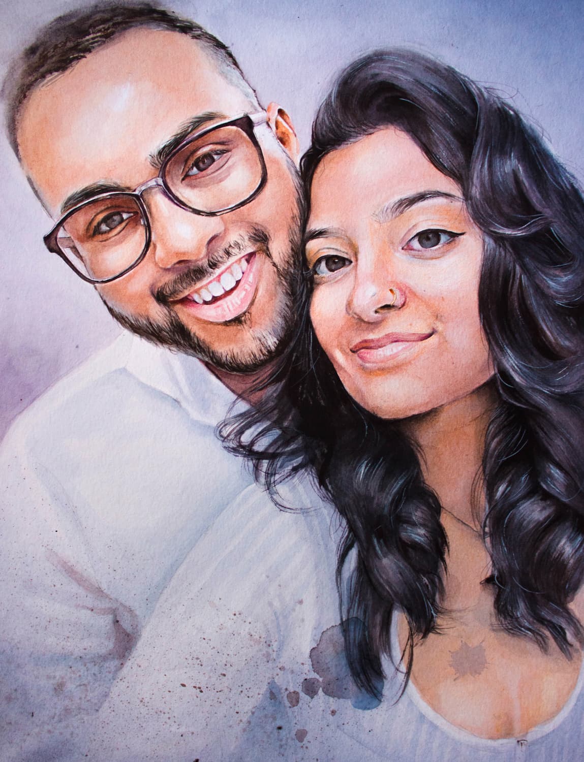 Original watercolor couple portrait