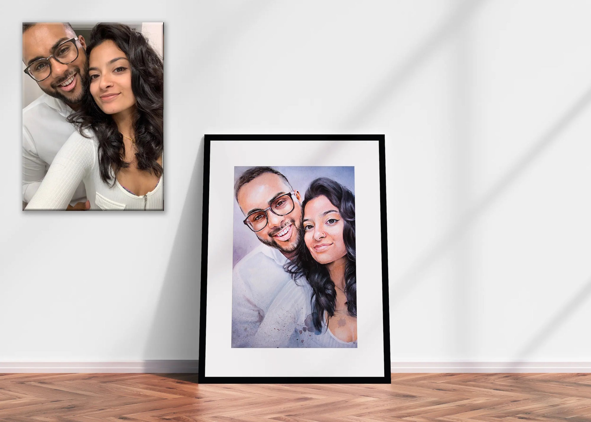 Original watercolor couple portrait