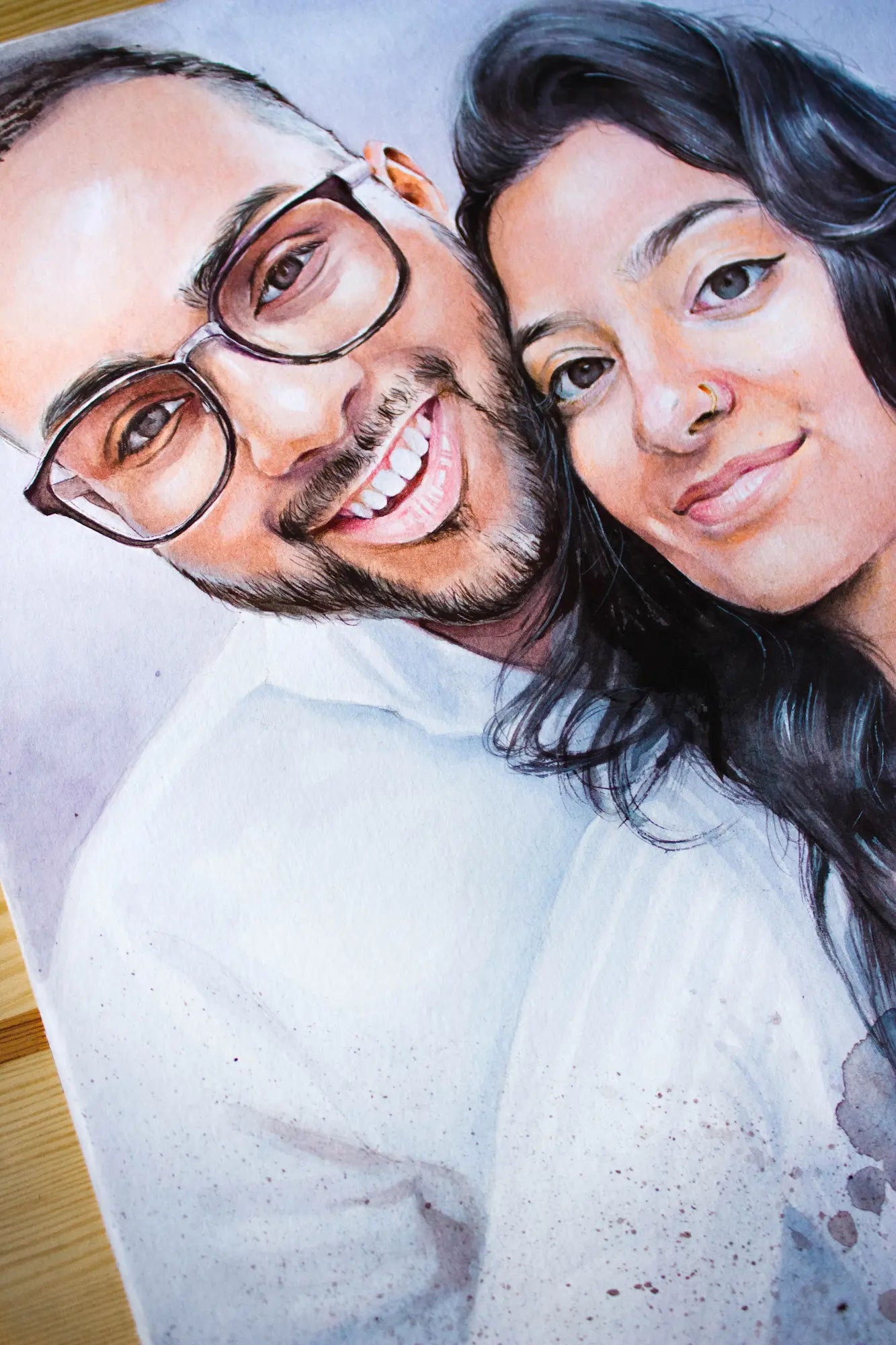 Original watercolor couple portrait
