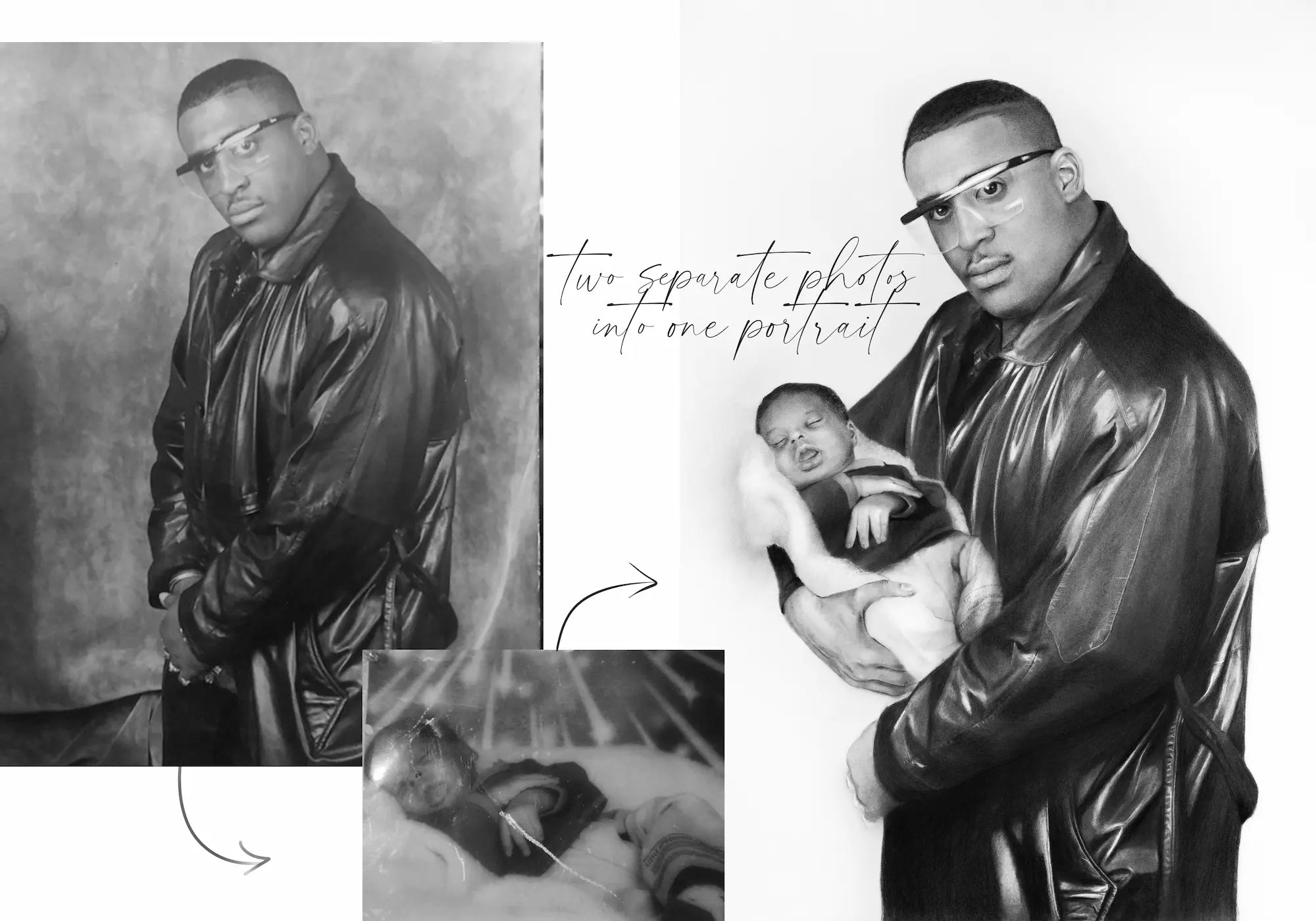 Combination of separate photos into one drawing