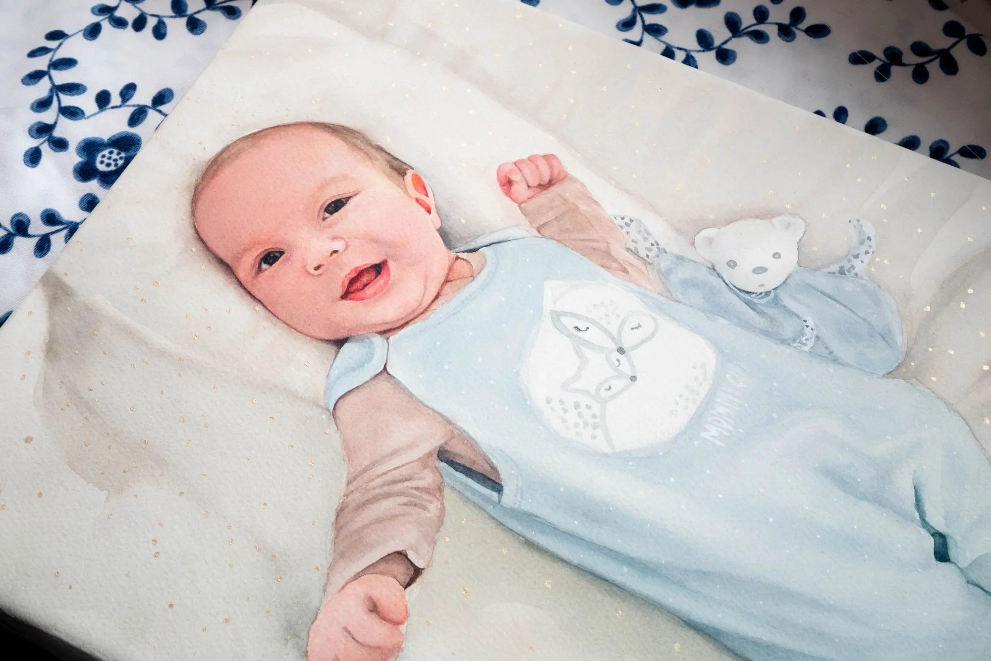 Original watercolor baby portrait