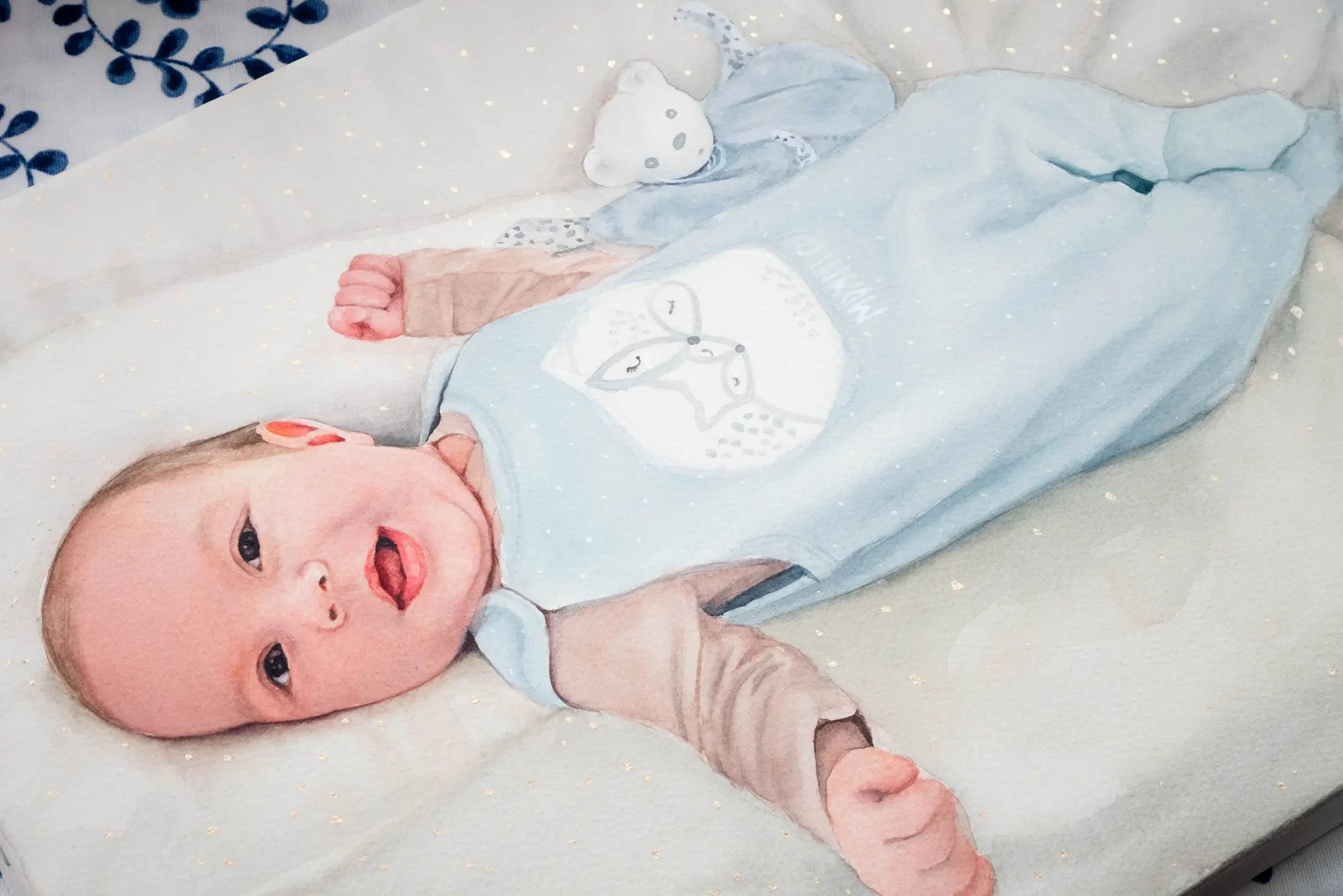 Original watercolor baby portrait