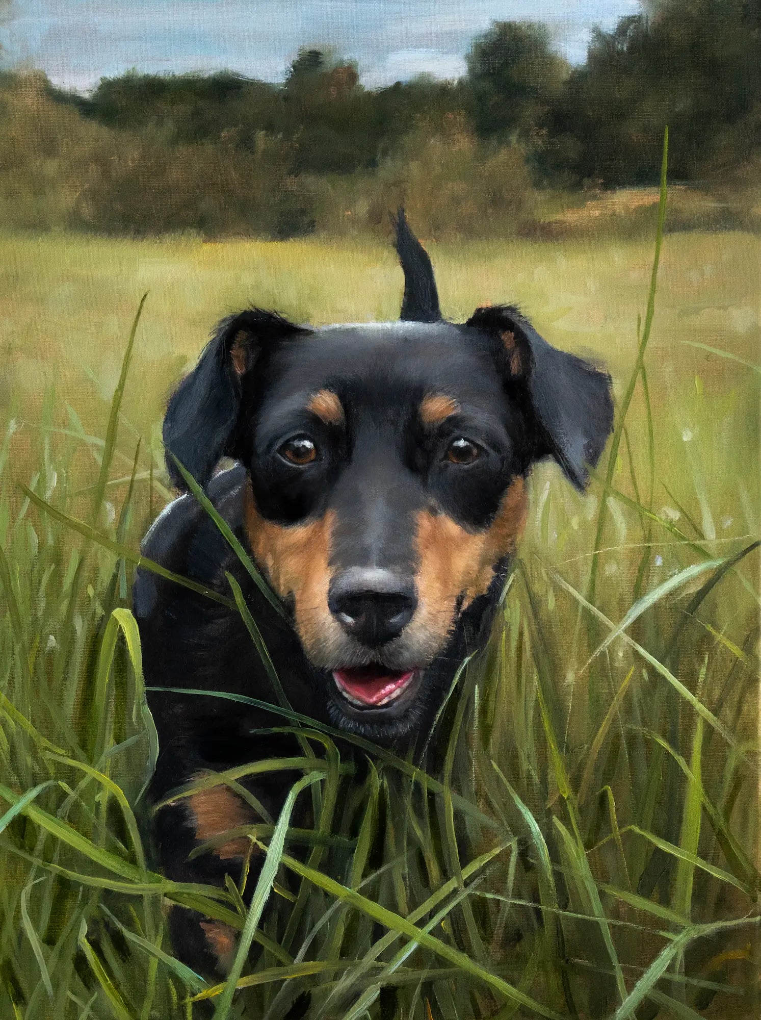Dog oil painting