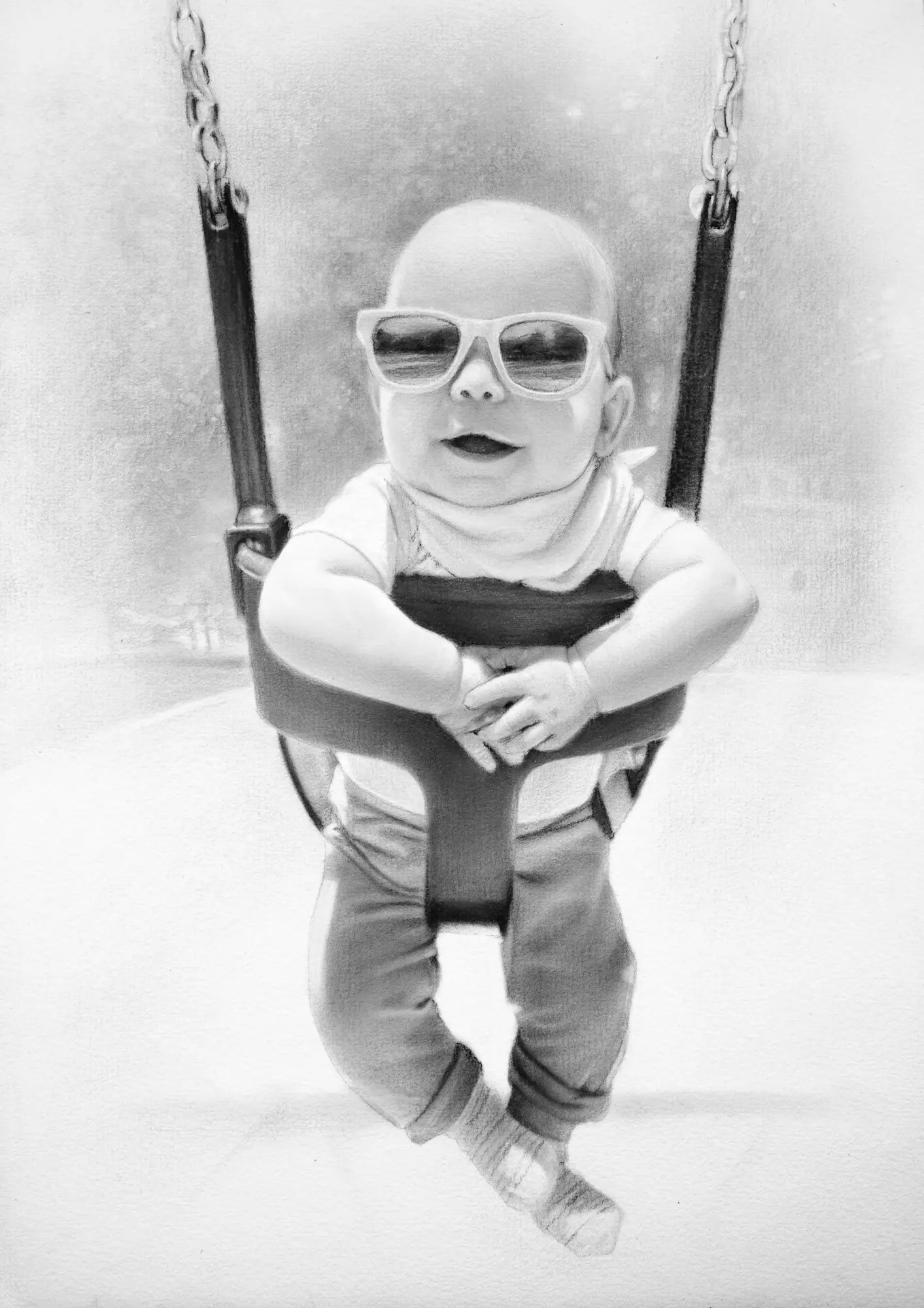 Hand drawn twins portraits