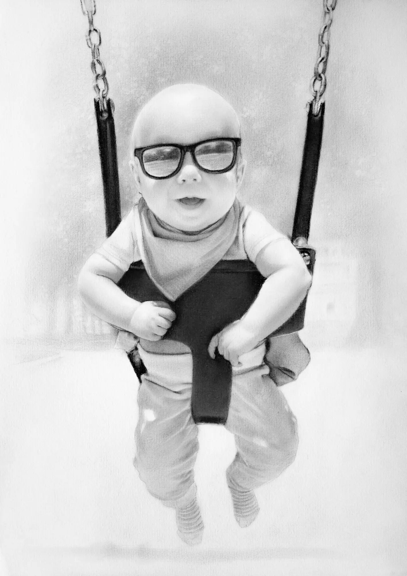 Hand drawn twins portraits