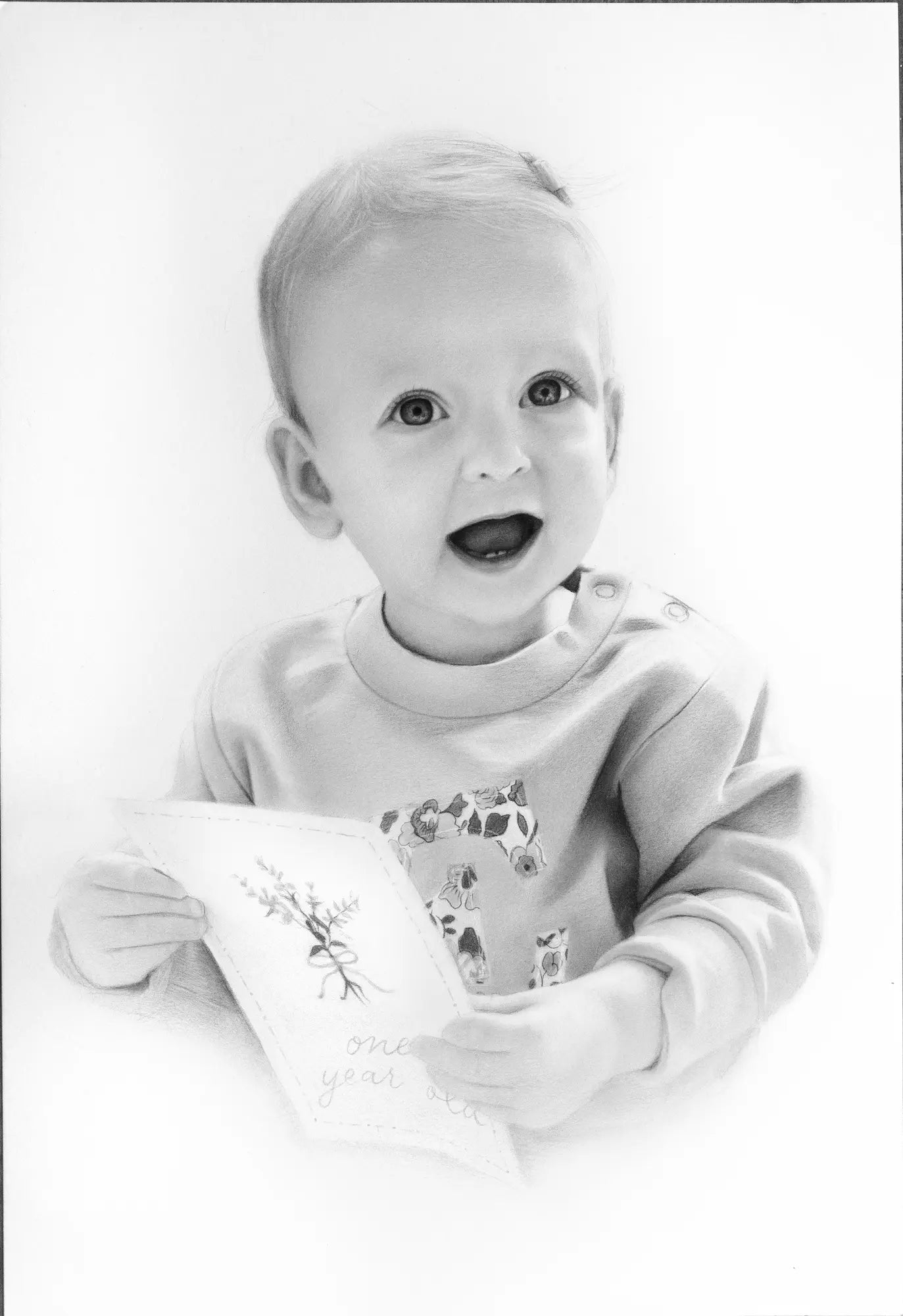 Large hand drawn baby portrait