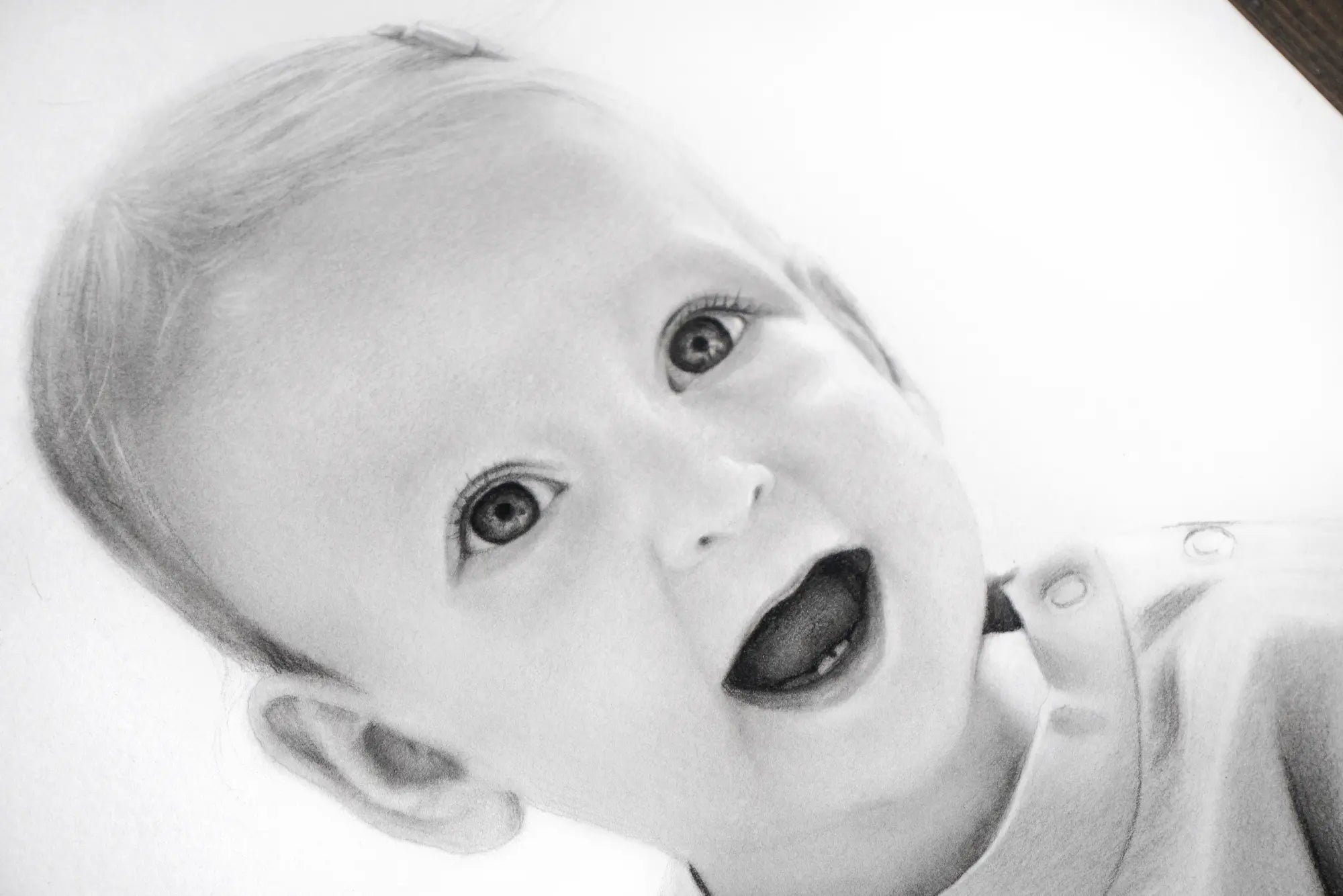 Large hand drawn baby portrait