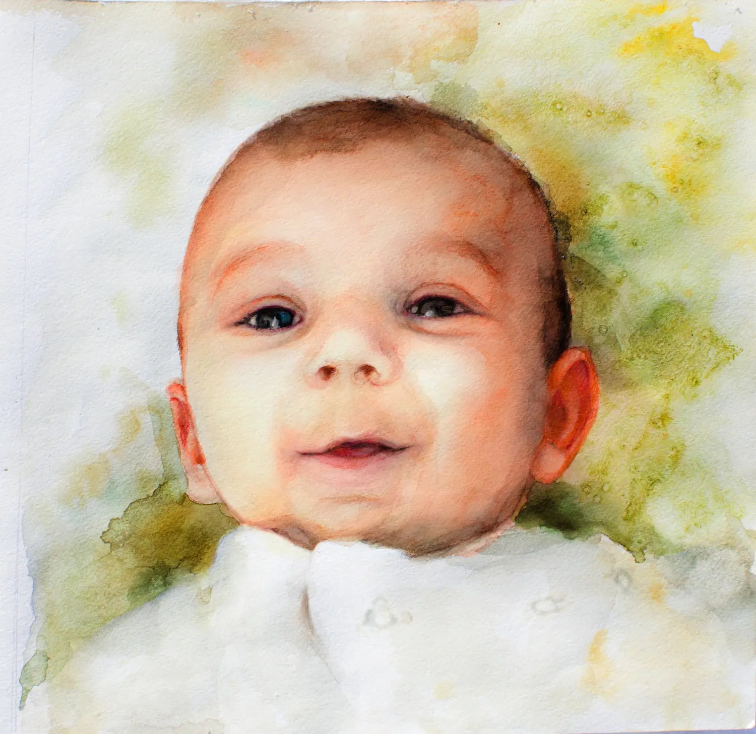 Original watercolor boy portrait